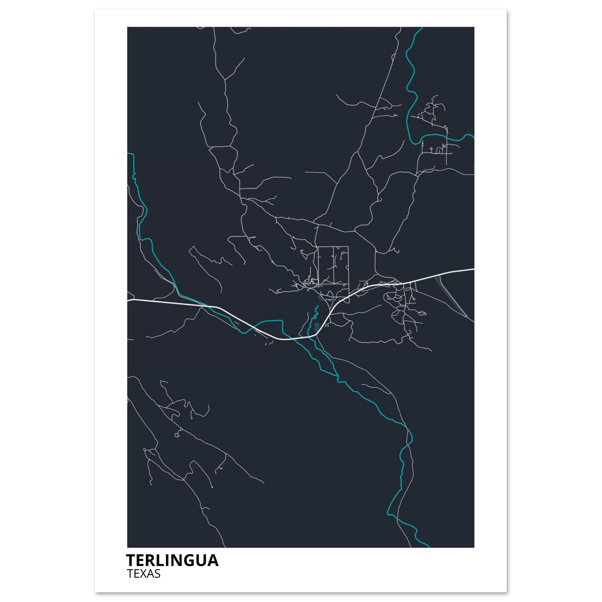 Terlingua Texas City Map Poster | Custom Map Art Print - Ink And Atlas