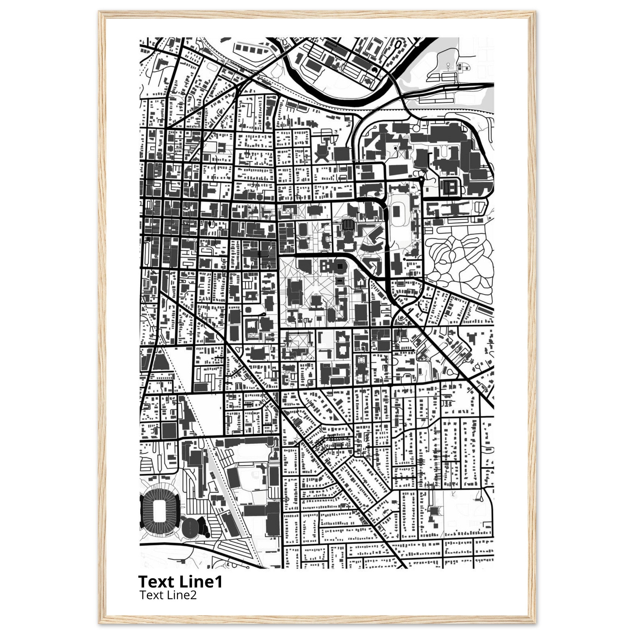 university of michigan ann arbor campus map poster