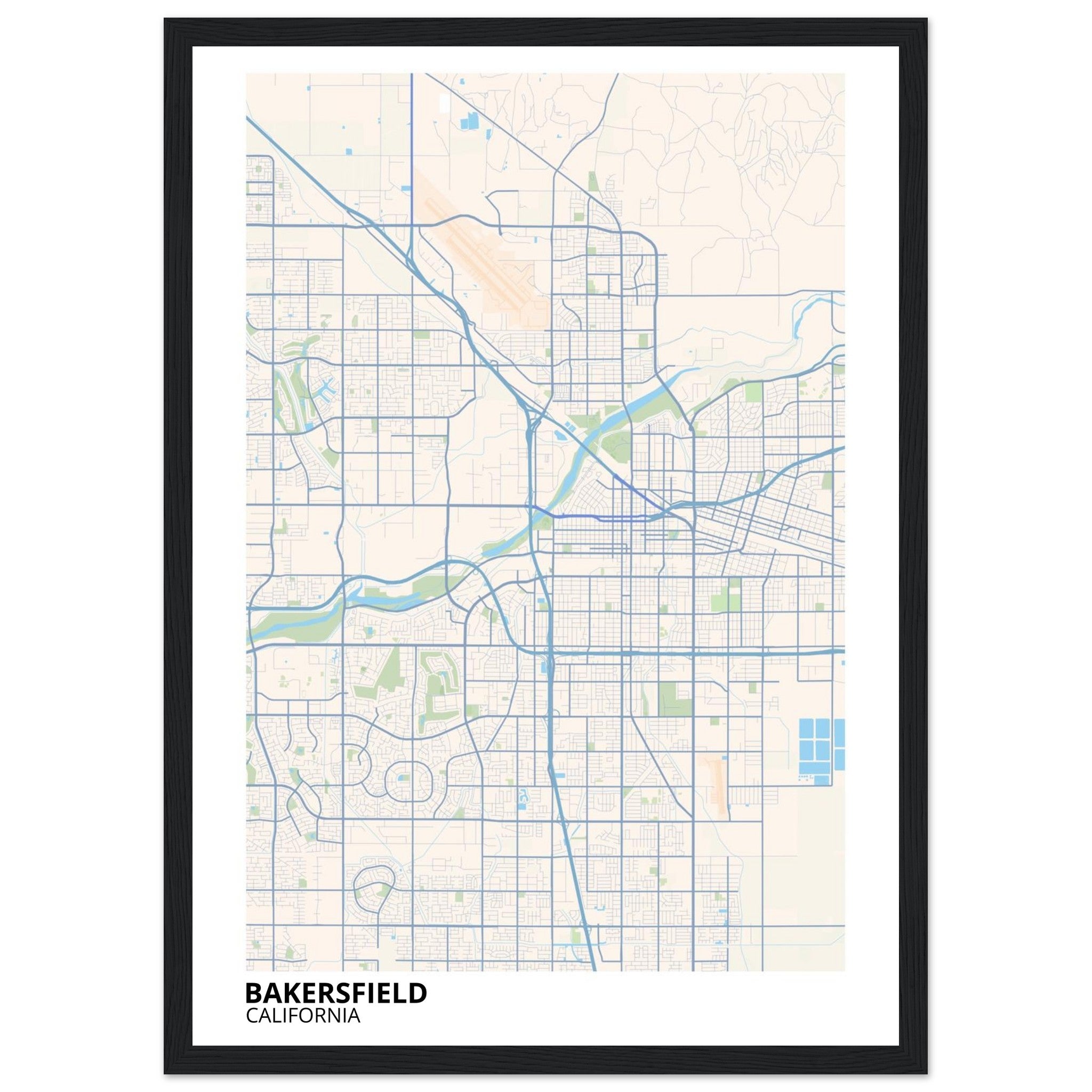 bakersfield map poster print