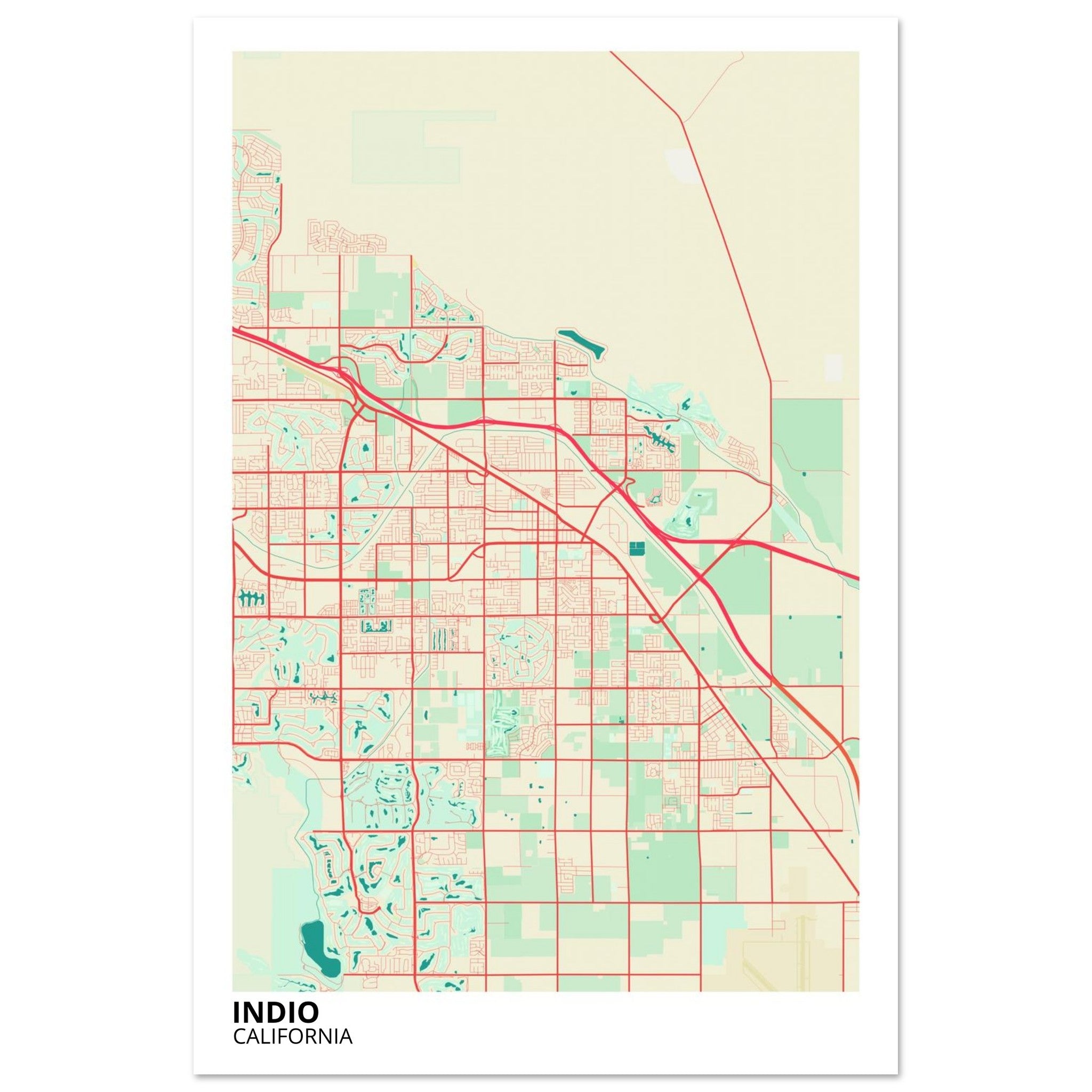 Indio California City Map Poster | Custom Map Art Print - Ink And Atlas