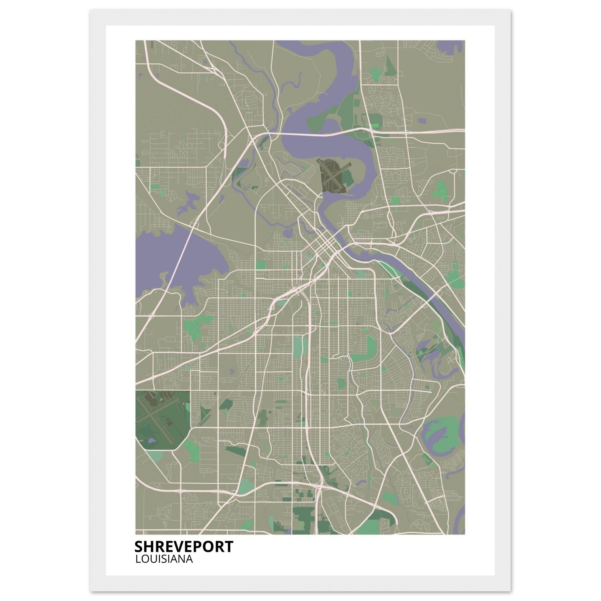 Shreveport Louisiana City Map Poster | Custom Map Art Print - Ink And Atlas
