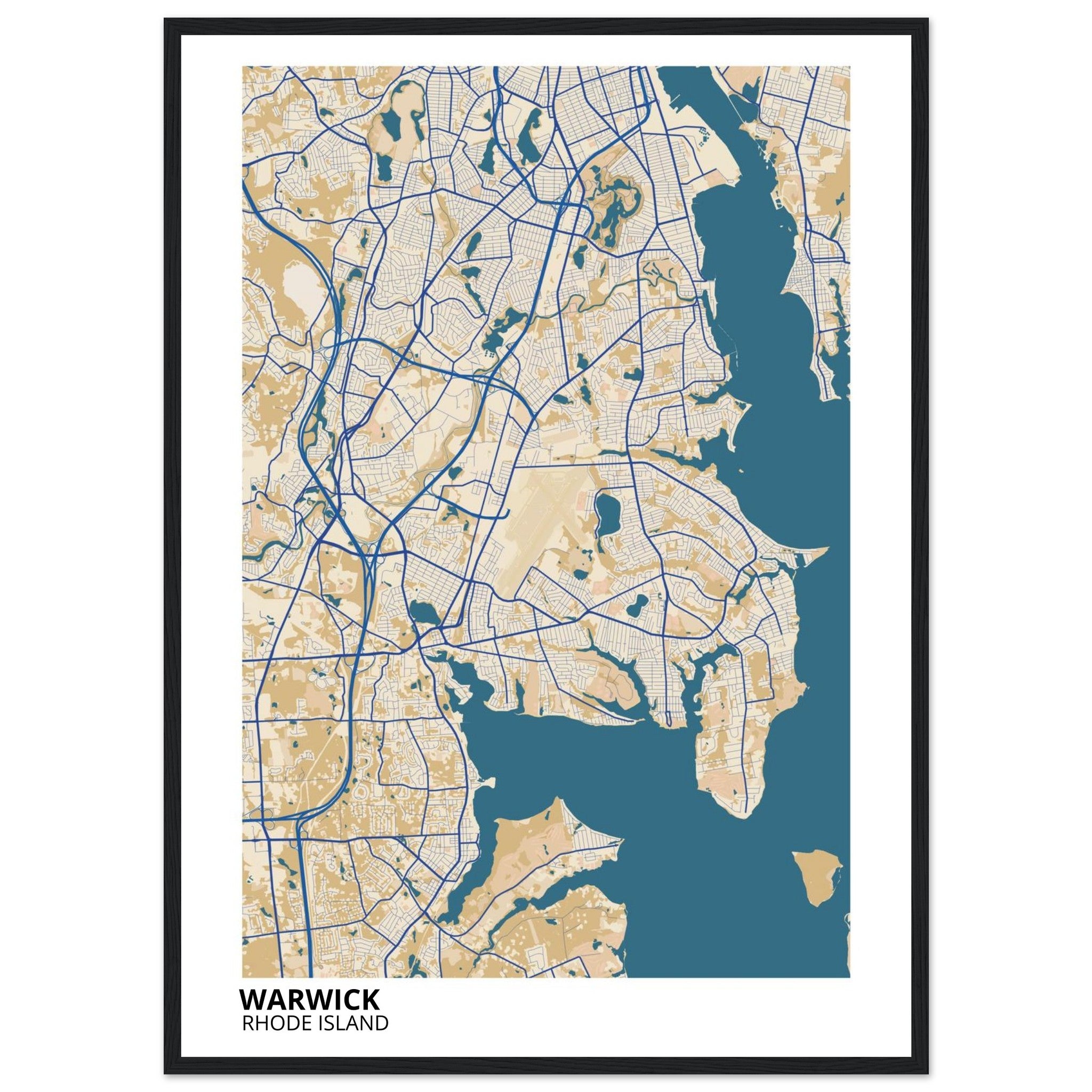 Warwick Rhode Island City Map Poster | Custom Map Art Print - Ink And Atlas