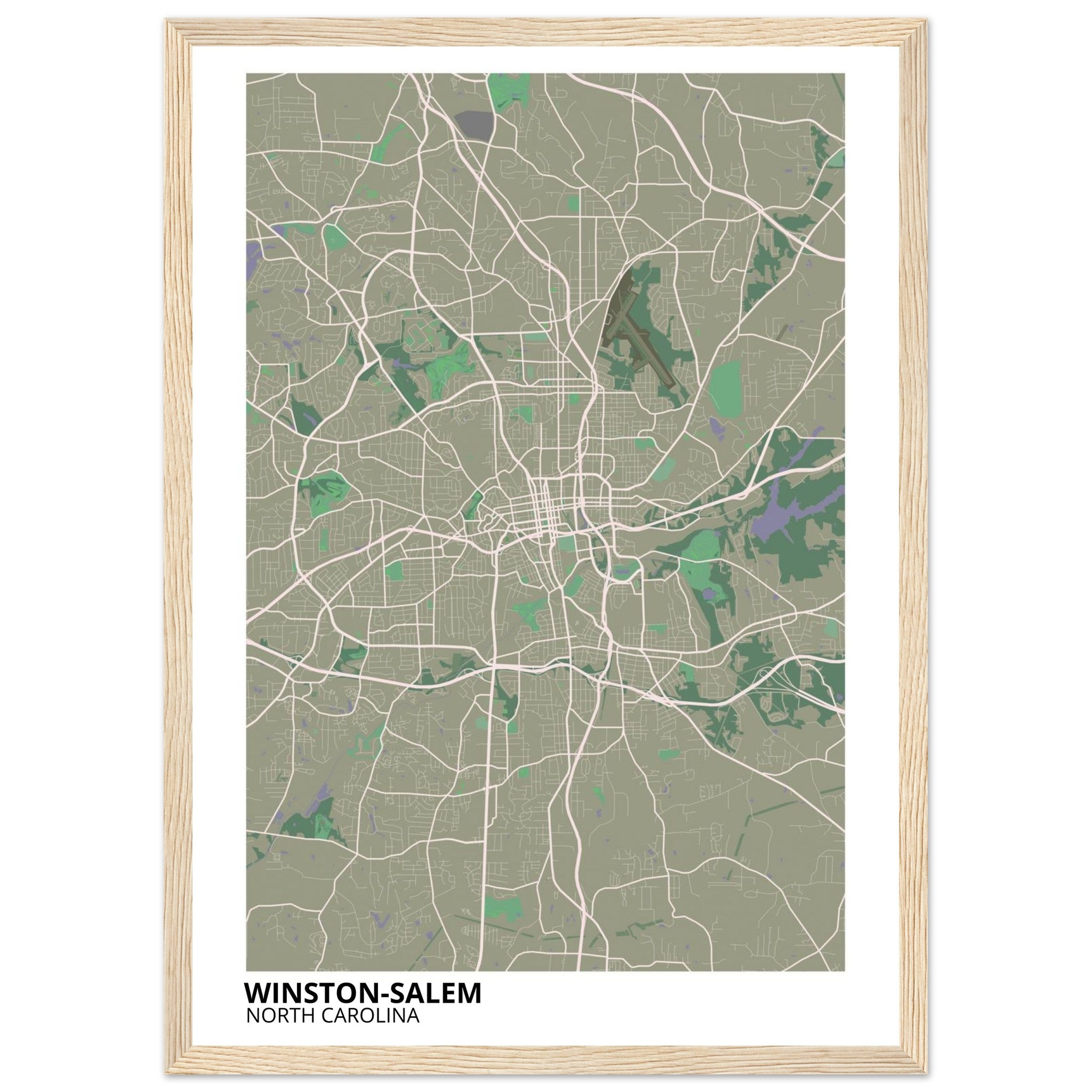 Winston - Salem North Carolina City Map Poster | Custom Map Art Print - Ink And Atlas