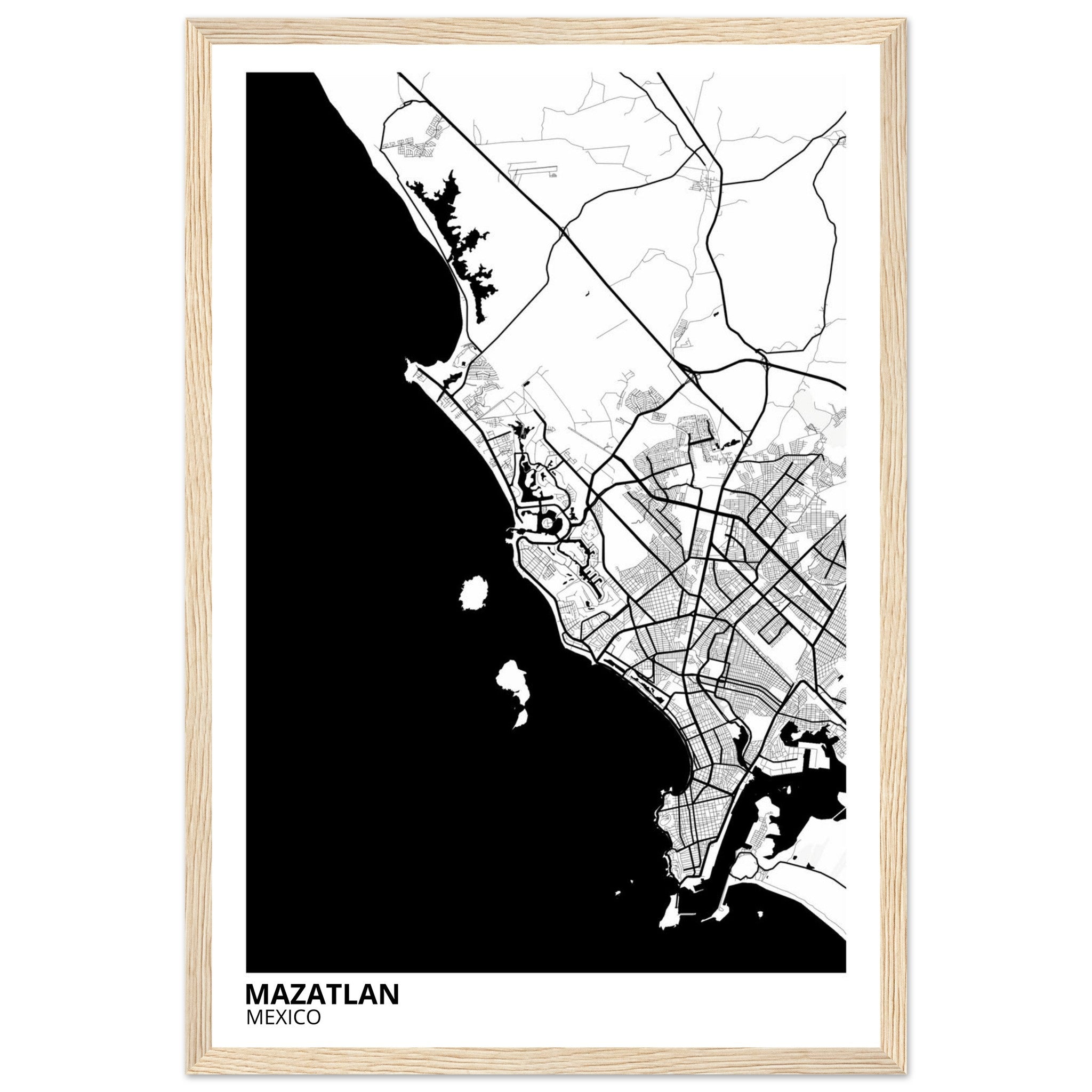 Mazatlan Mexico City Map Poster | Custom Map Art Print - Ink And Atlas