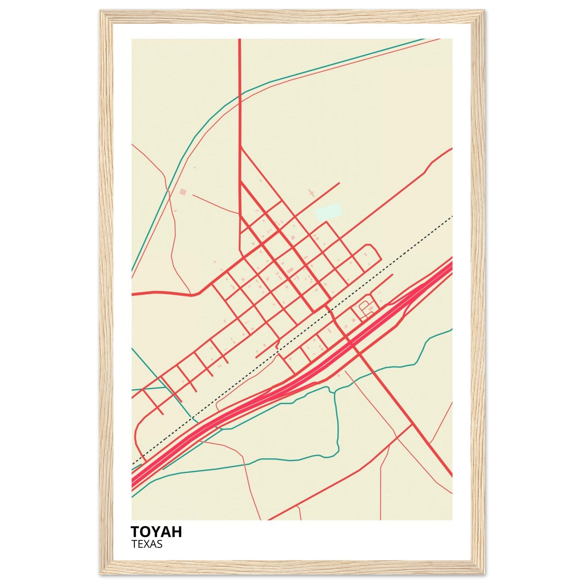 Toyah Texas City Map Poster | Custom Map Art Print - Ink And Atlas