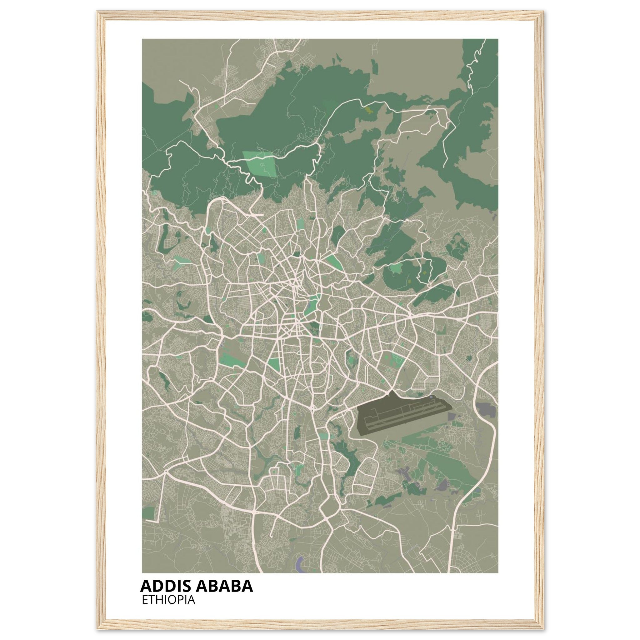 Addis Ababa Ethiopia City Map Poster | Custom Map Art Print - Ink And Atlas