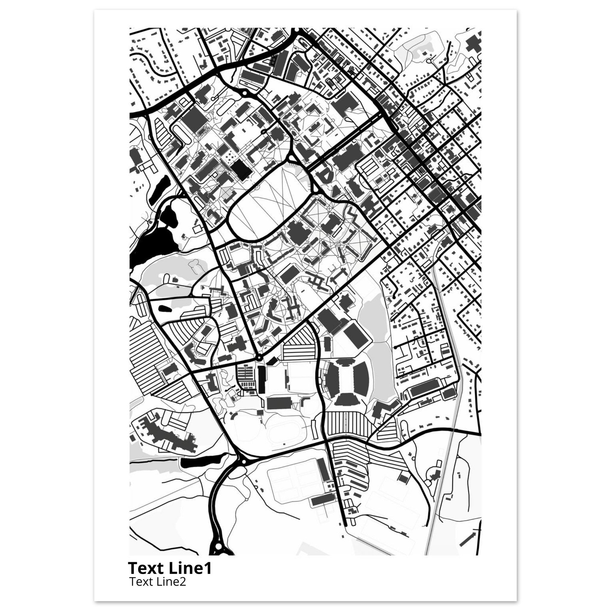 Virginia Tech Campus Map Poster | Graduation Gift - Ink And Atlas