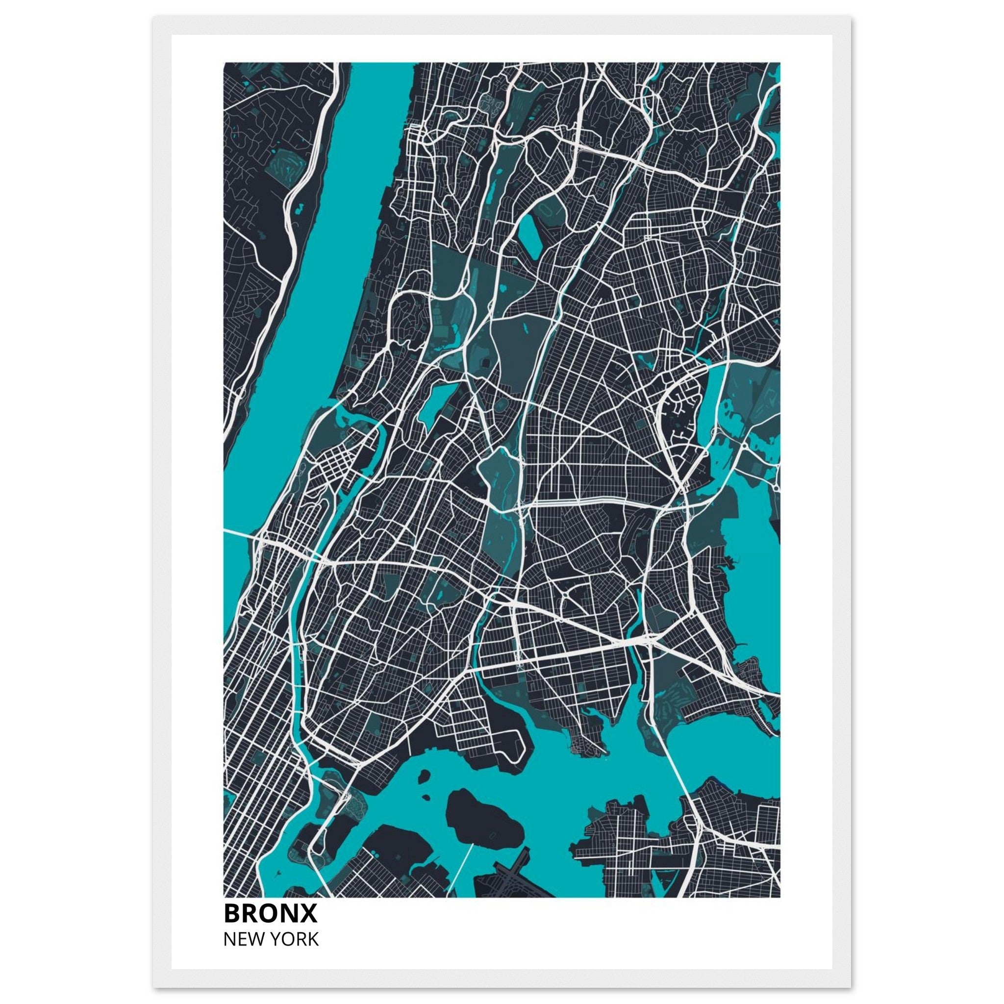 bronx map poster print