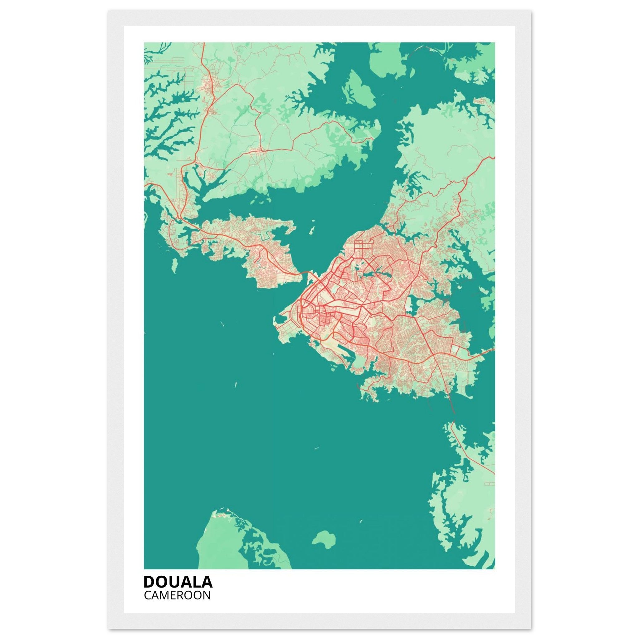 Douala Cameroon City Map Poster | Custom Map Art Print - Ink And Atlas