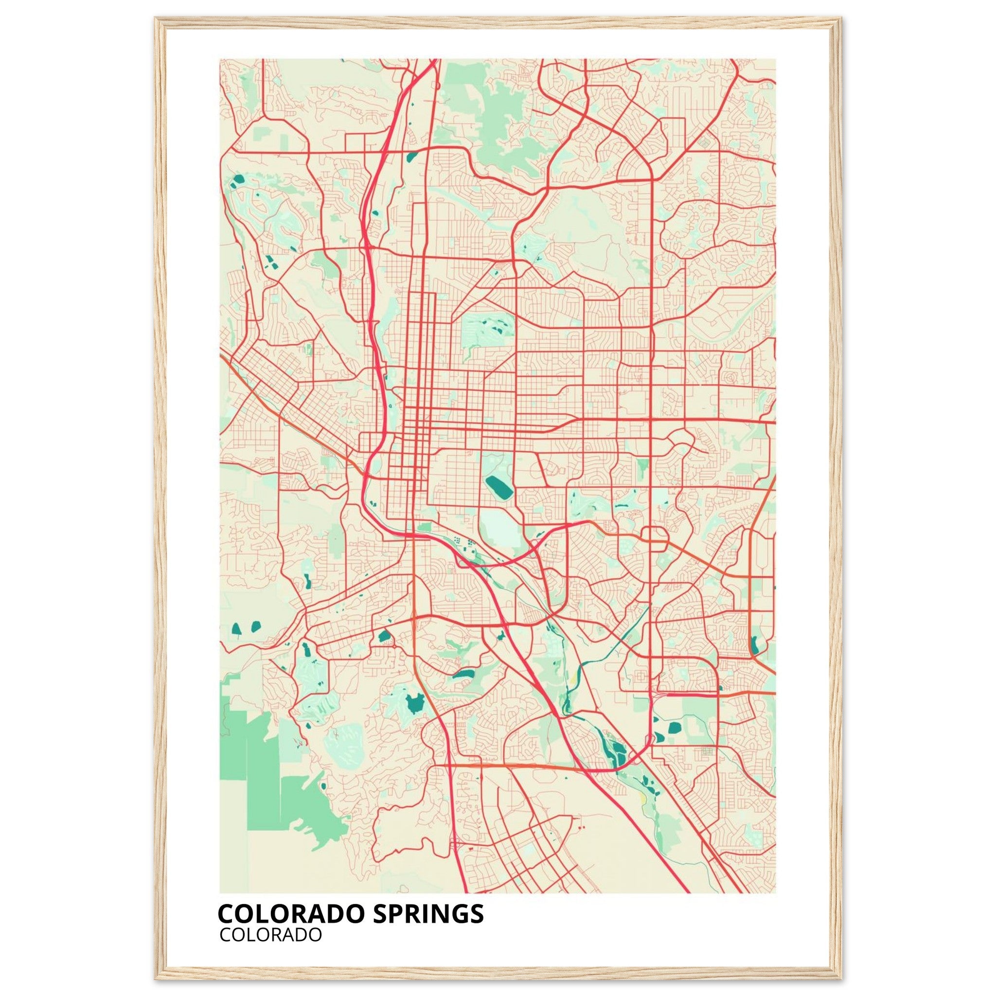 colorado springs map poster print