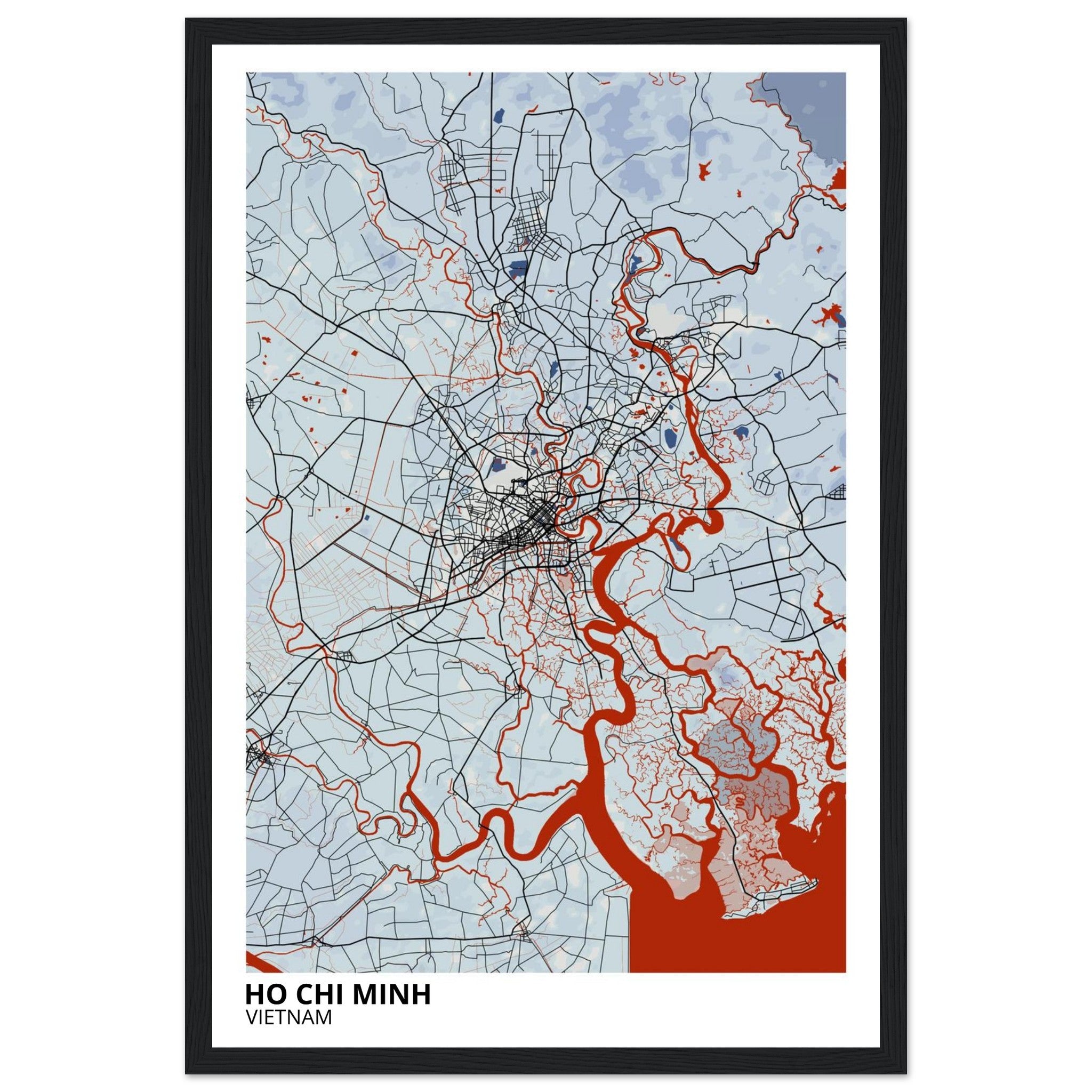 ho chi minh vietnam map poster print