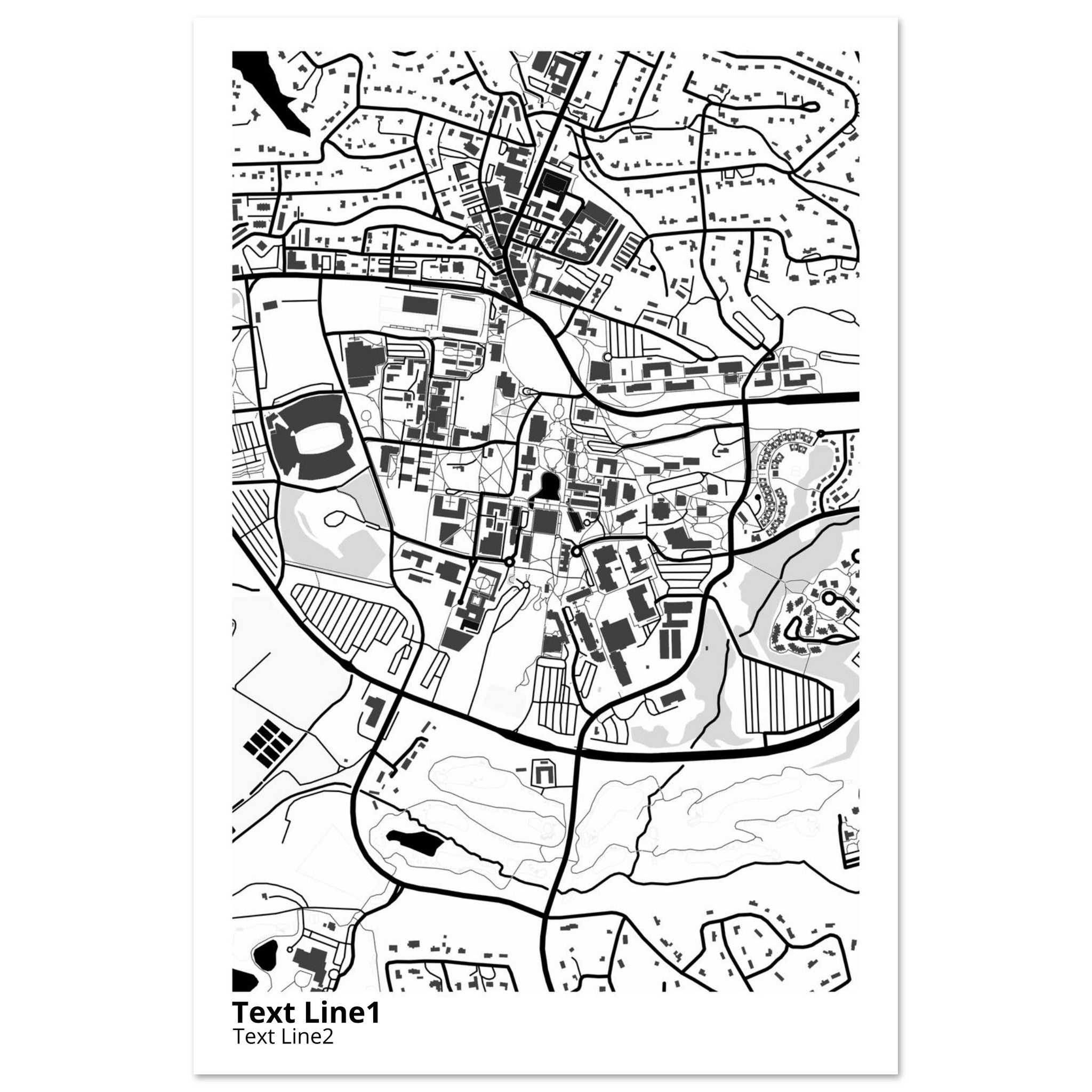 clemson university south carolina campus map poster