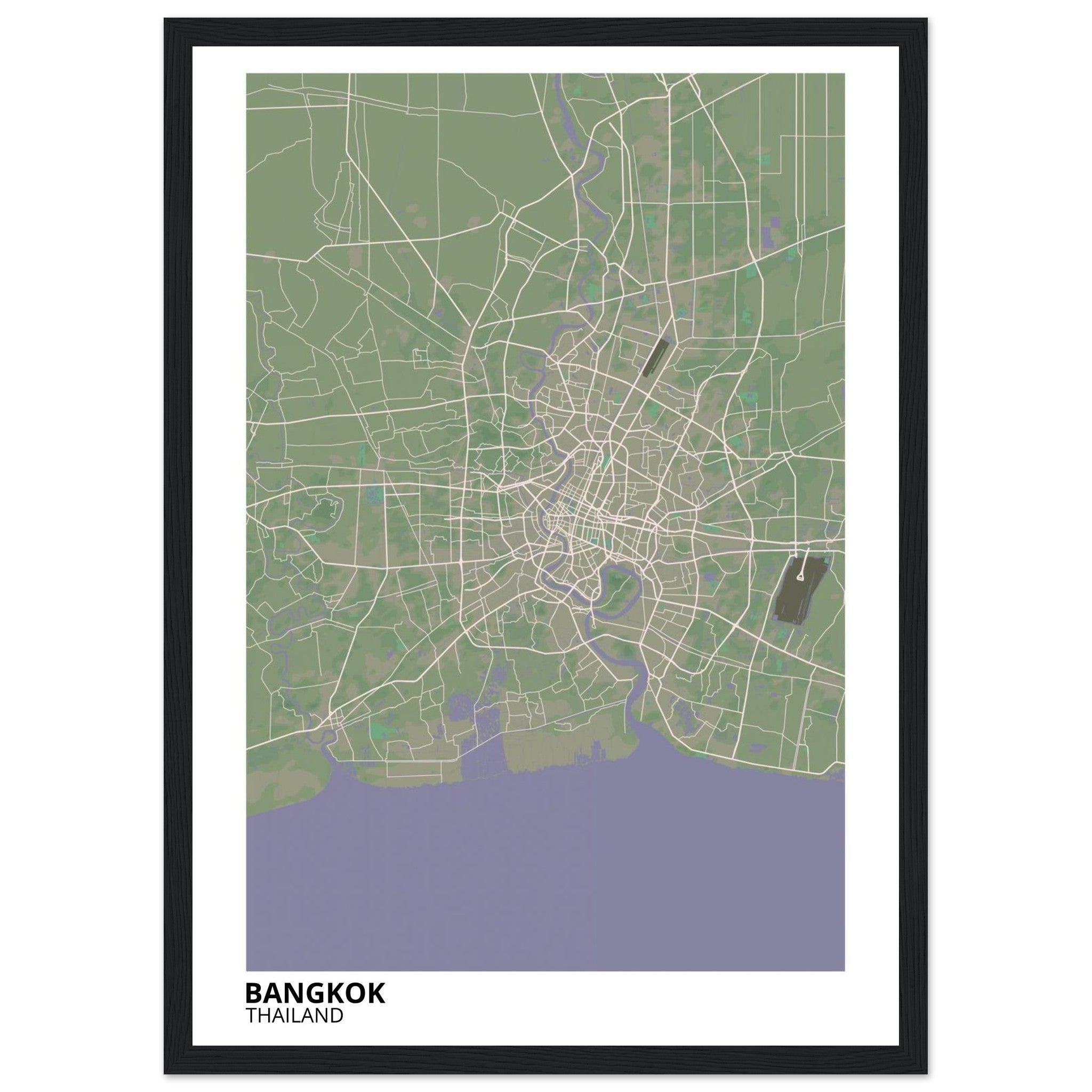 bangkok thailand map poster print