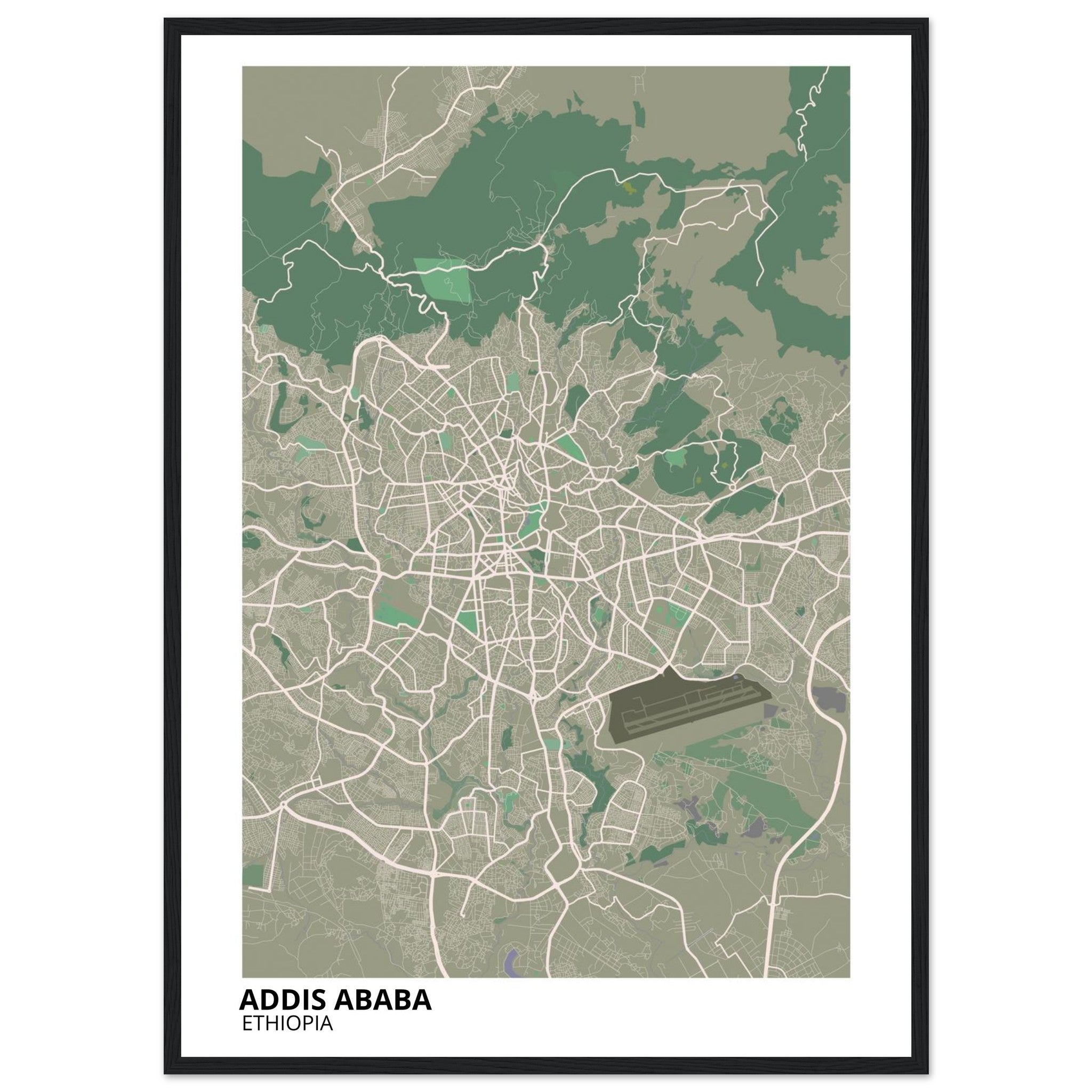 Addis Ababa Ethiopia City Map Poster | Custom Map Art Print - Ink And Atlas