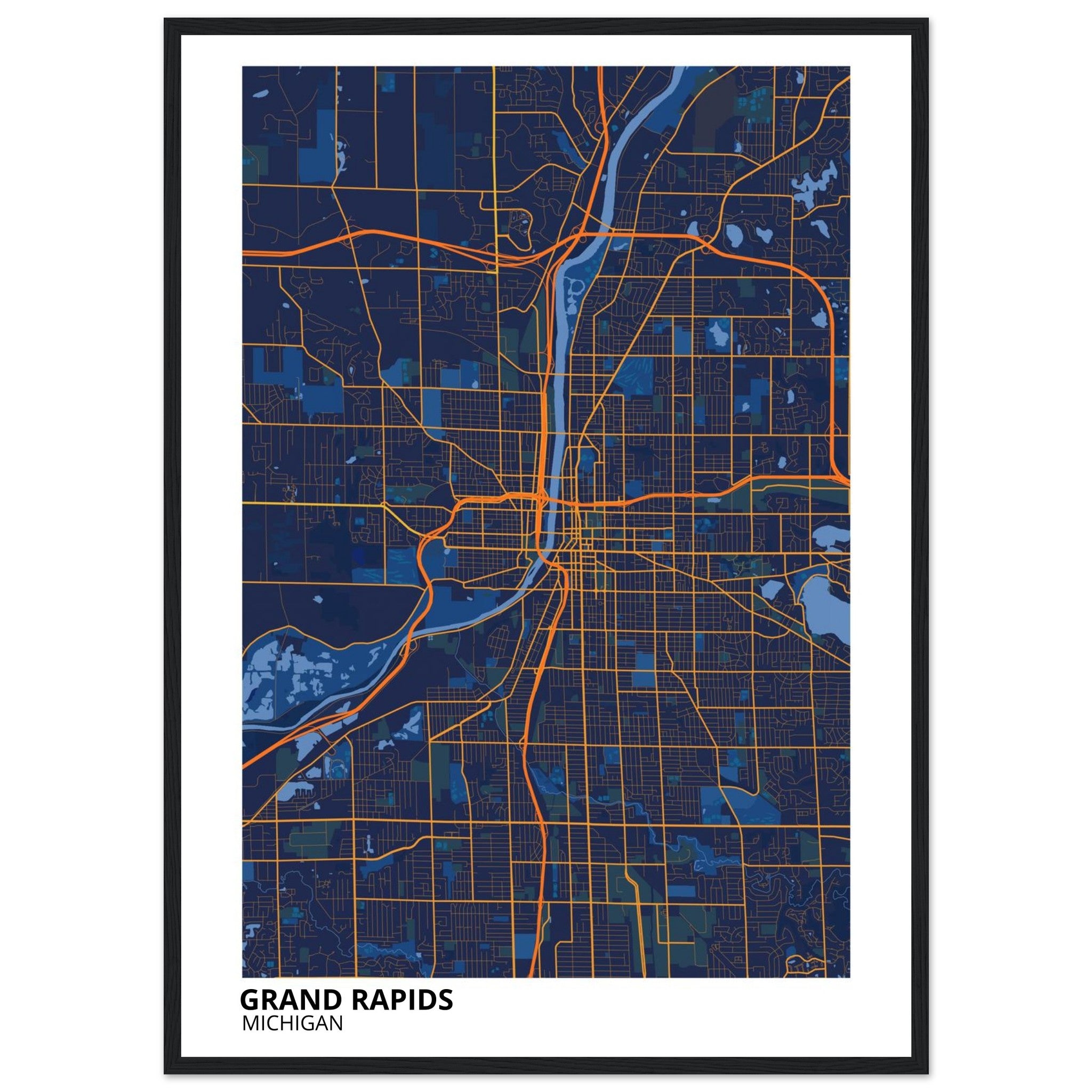 grand rapids map poster print