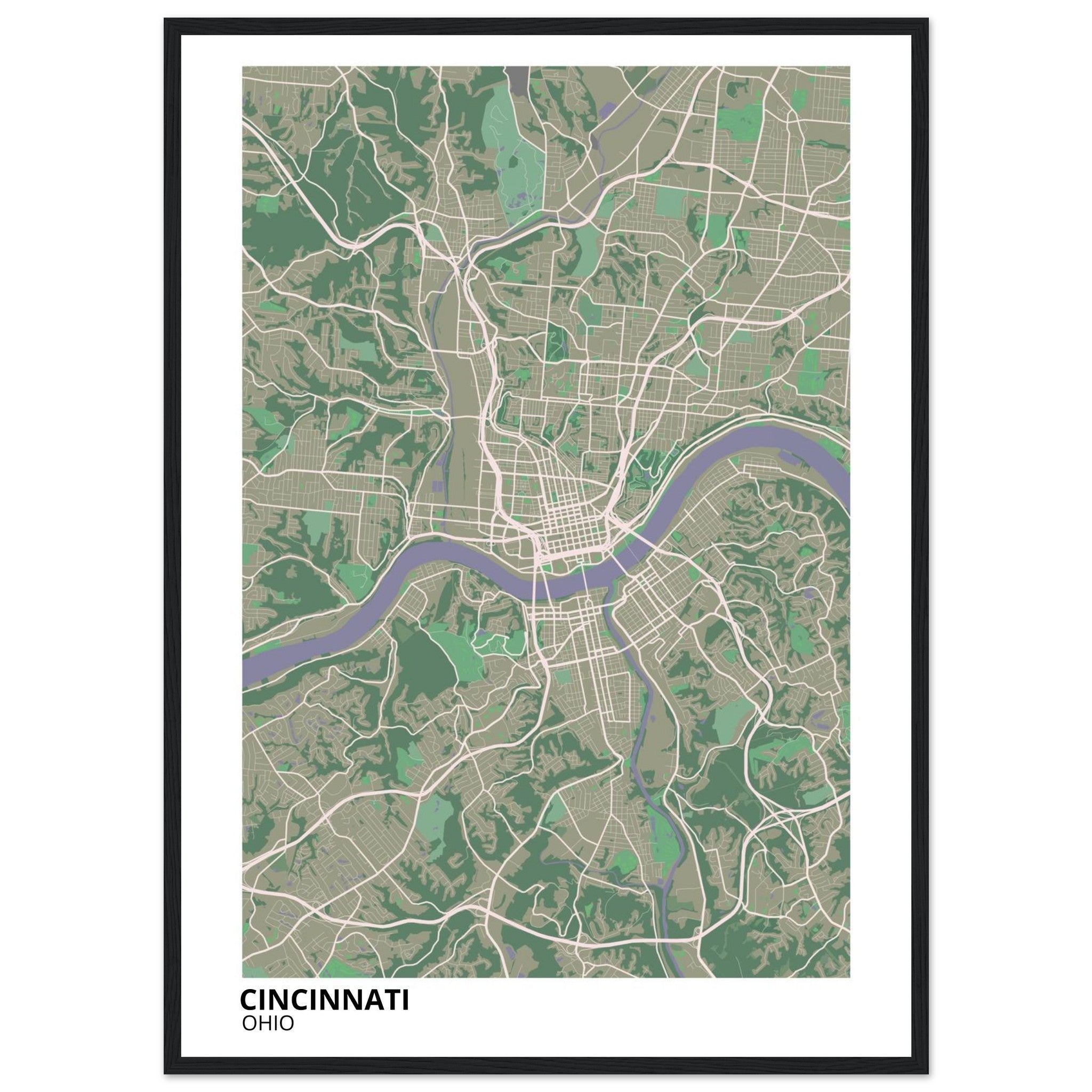 cincinnati map poster print