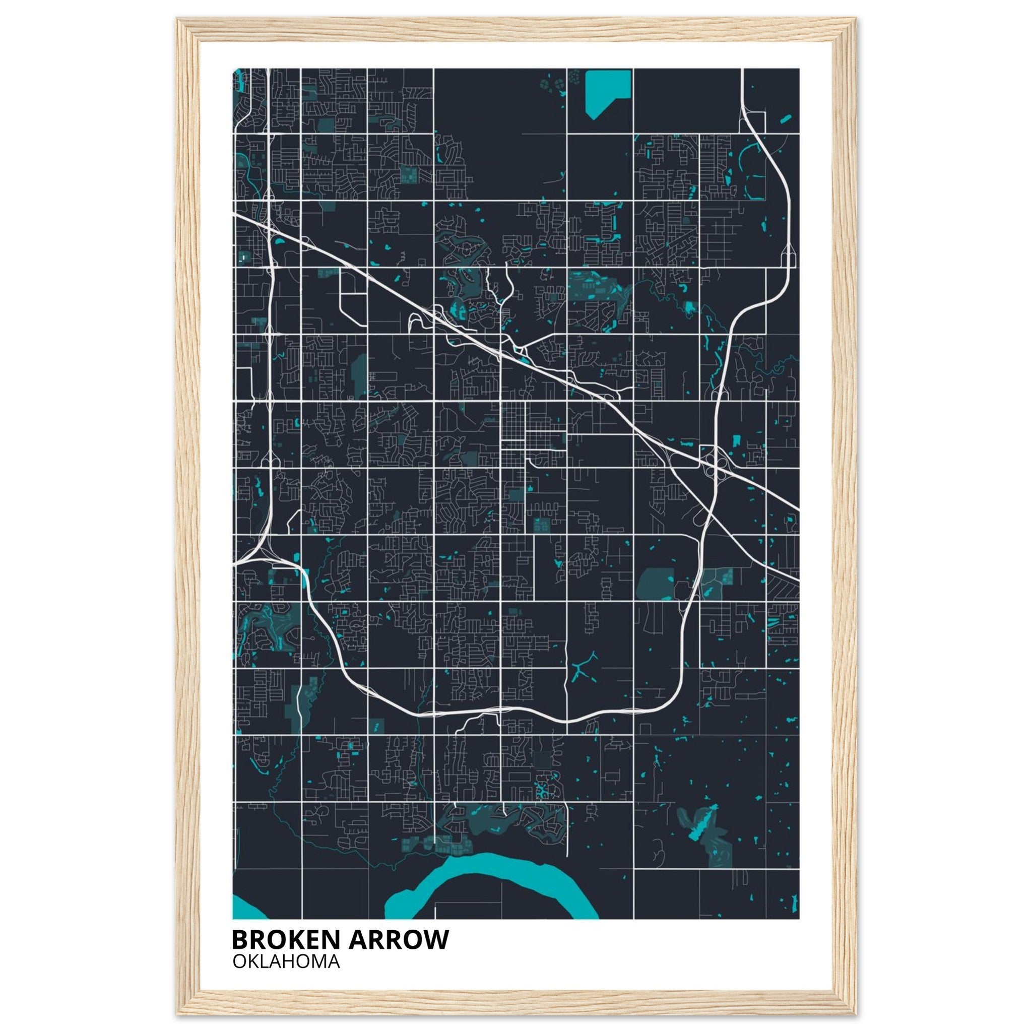 Broken Arrow Oklahoma City Map Poster | Custom Map Art Print - Ink And Atlas