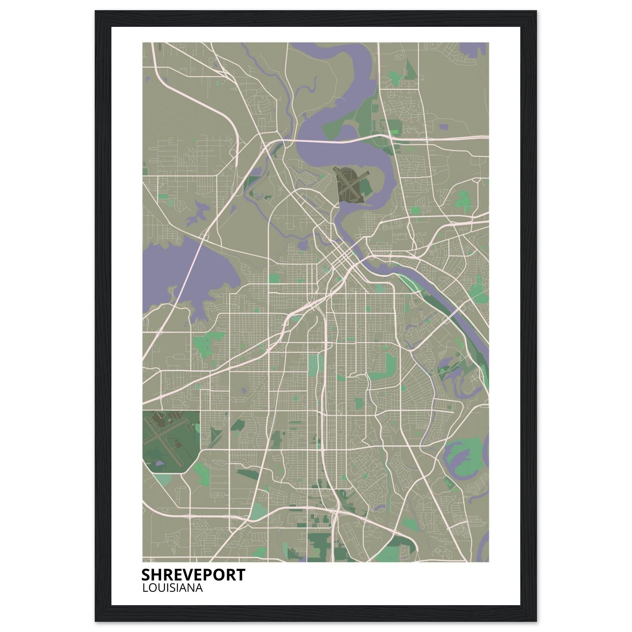 Shreveport Louisiana City Map Poster | Custom Map Art Print - Ink And Atlas