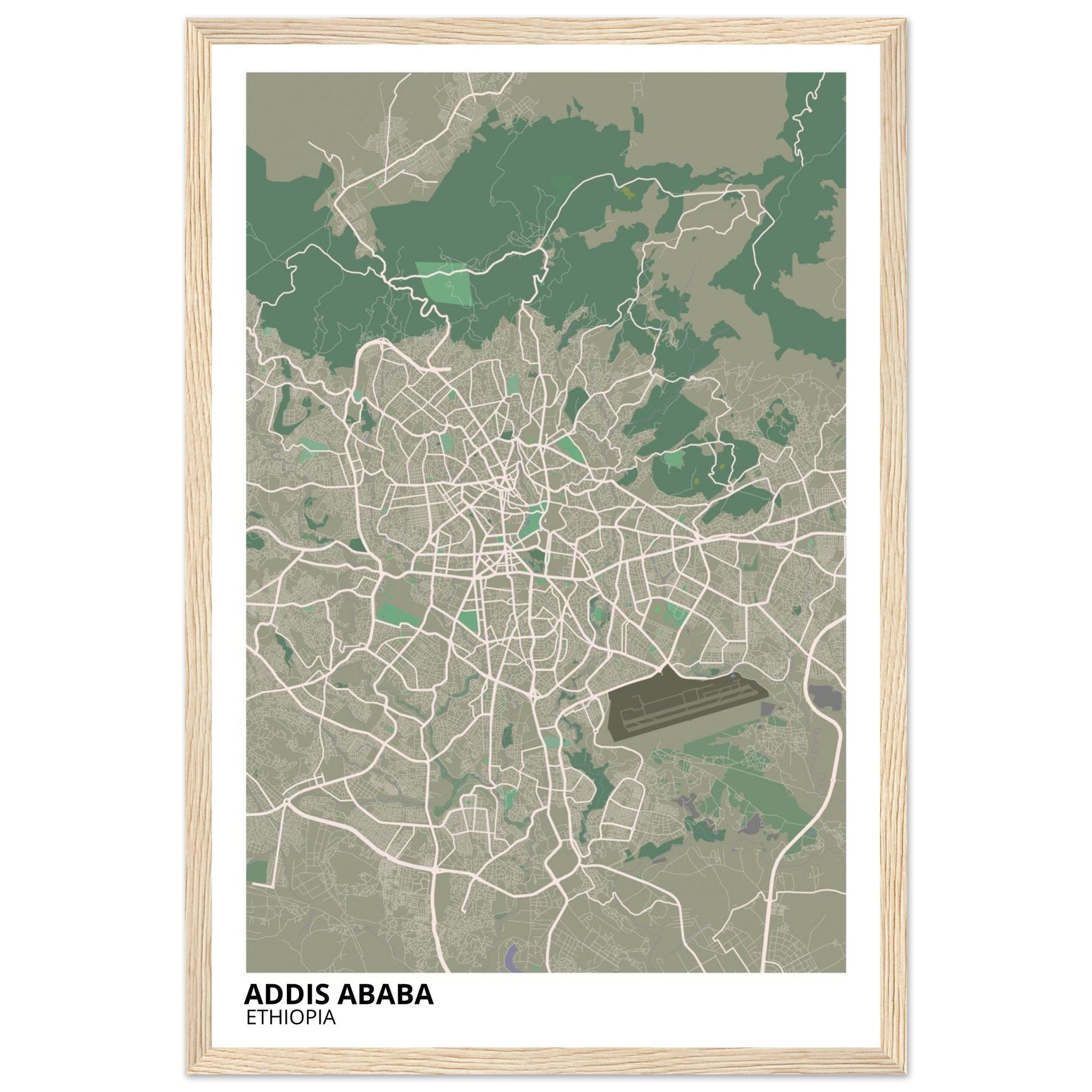 Addis Ababa Ethiopia City Map Poster | Custom Map Art Print - Ink And Atlas