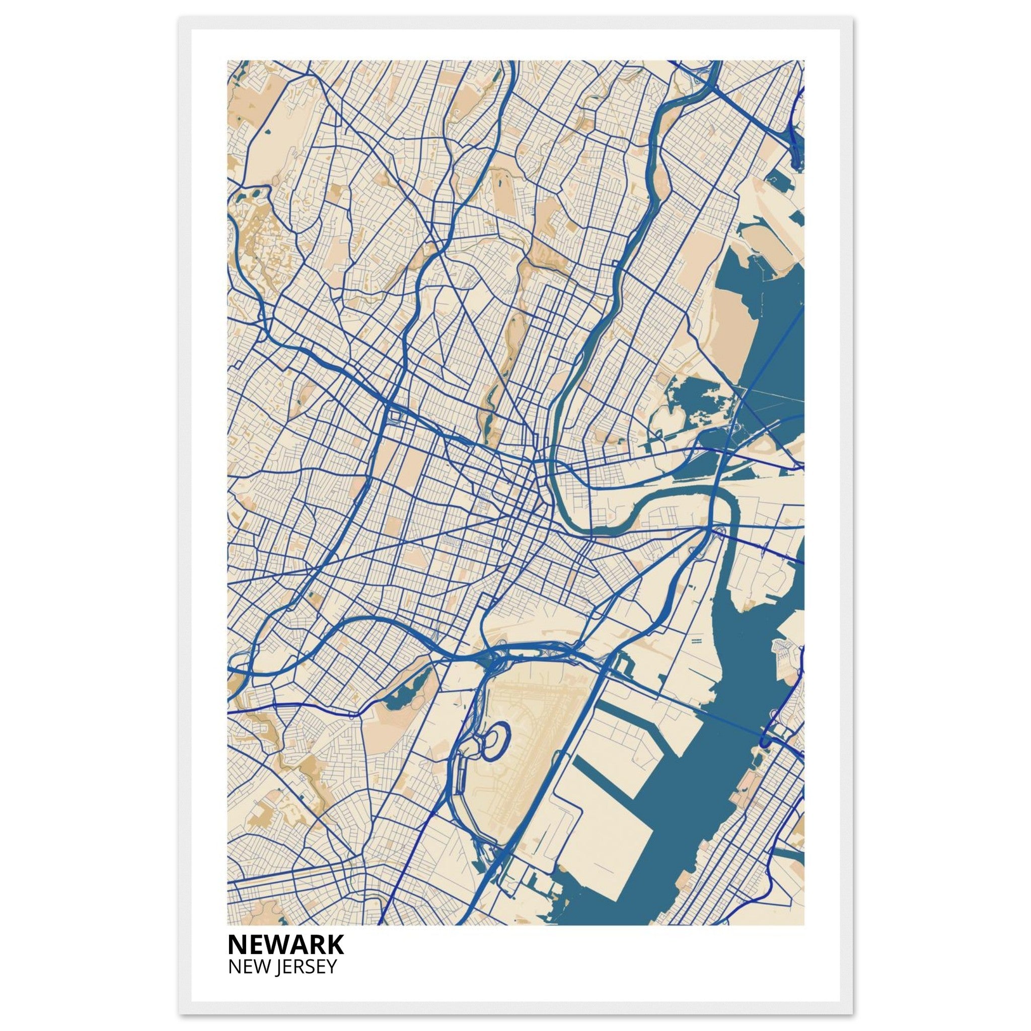 Newark New Jersey City Map Poster | Custom Map Art Print - Ink And Atlas