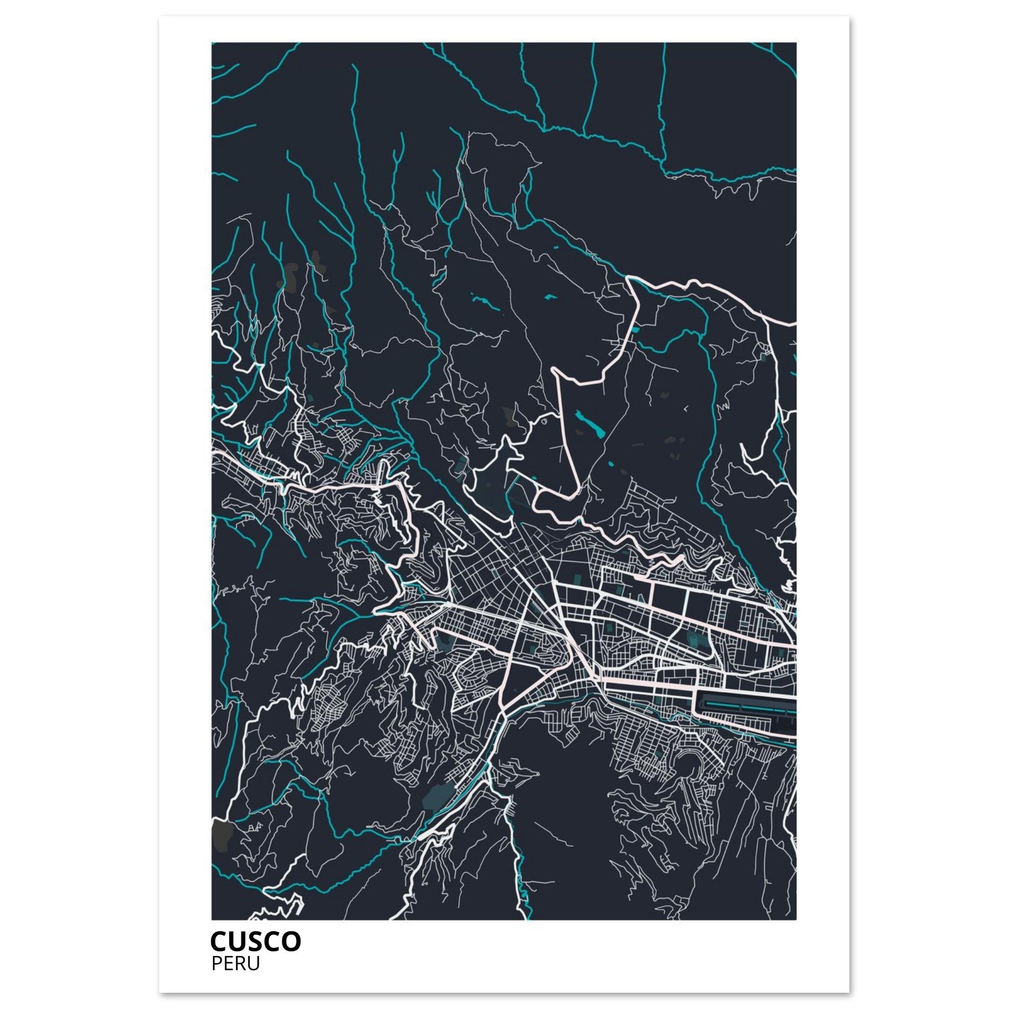 Cusco Peru City Map Poster | Custom Map Art Print - Ink And Atlas