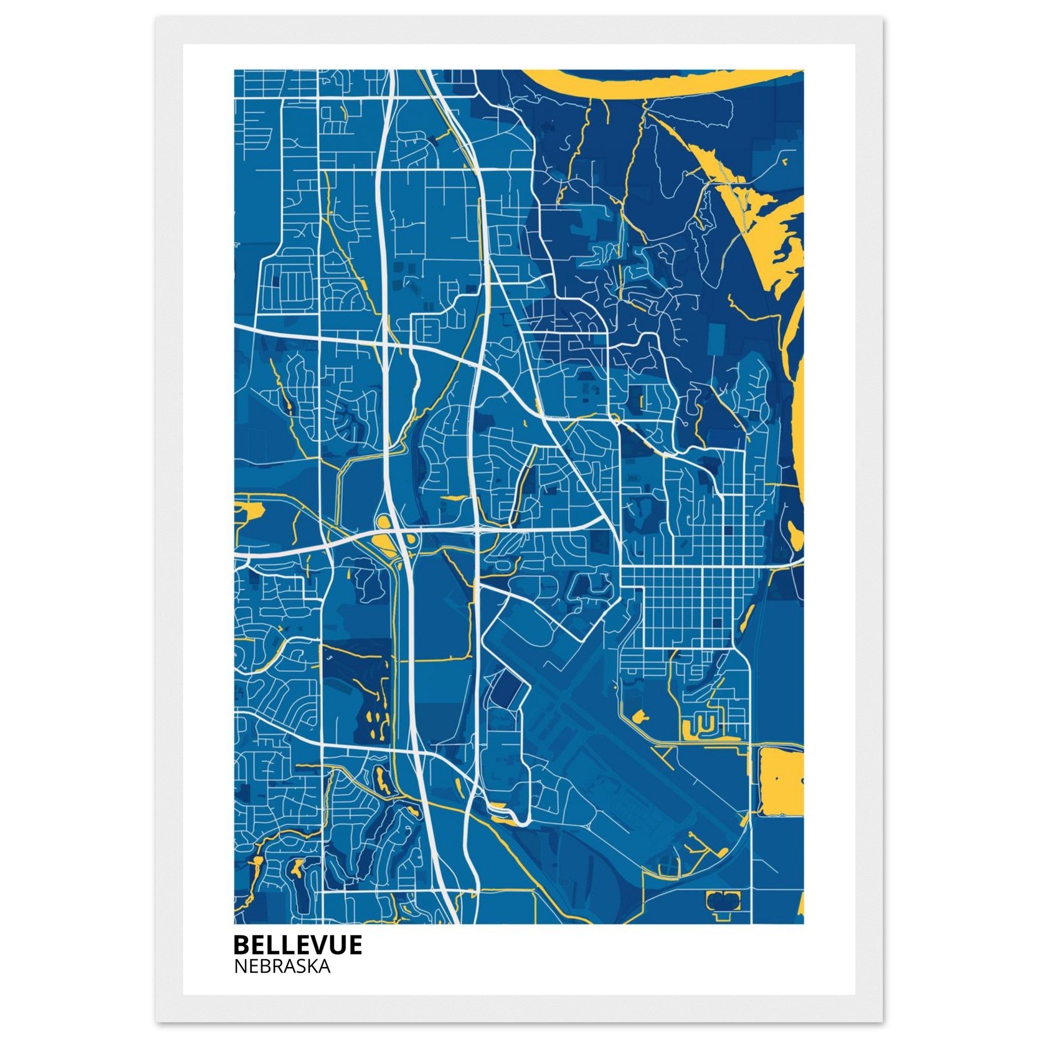 Bellevue Nebraska City Map Poster | Custom Map Art Print - Ink And Atlas