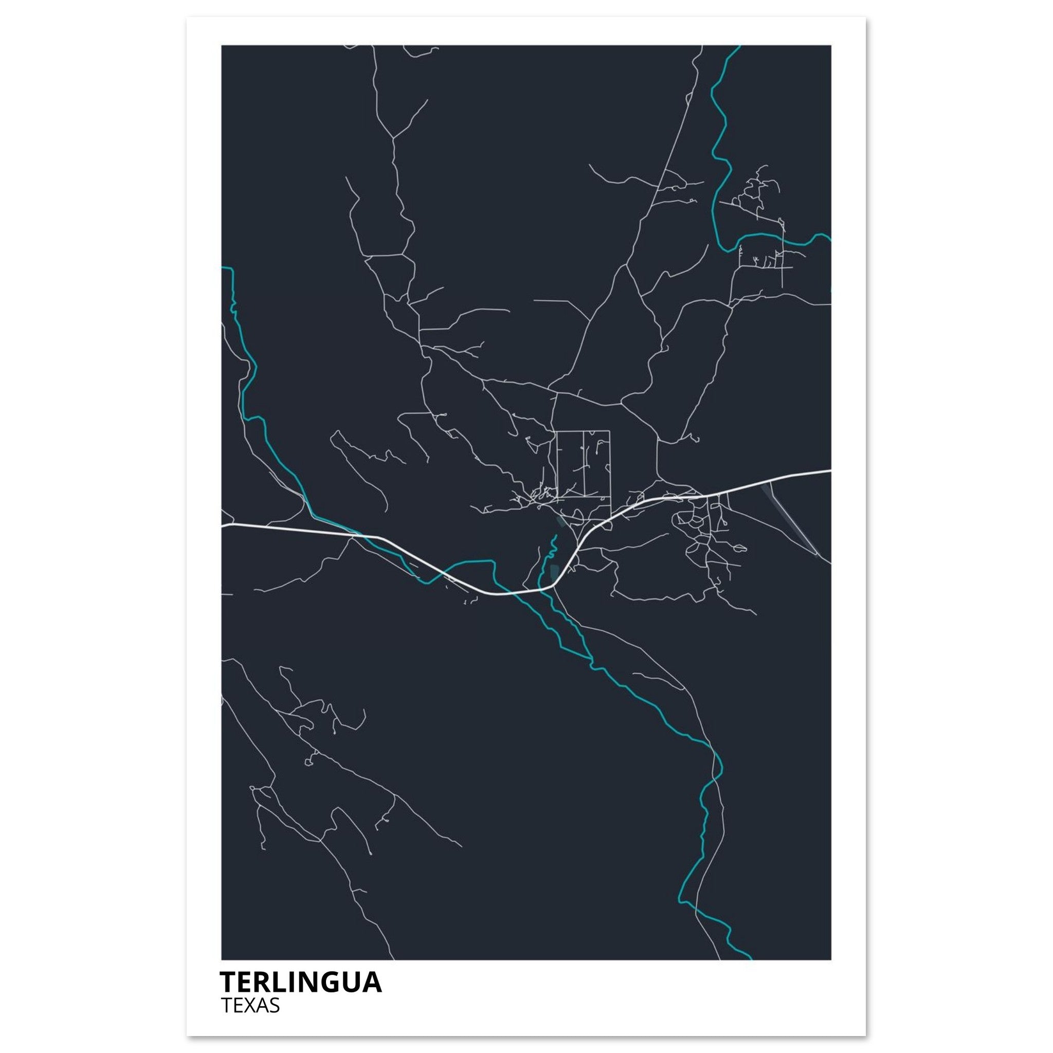 Terlingua Texas City Map Poster | Custom Map Art Print - Ink And Atlas