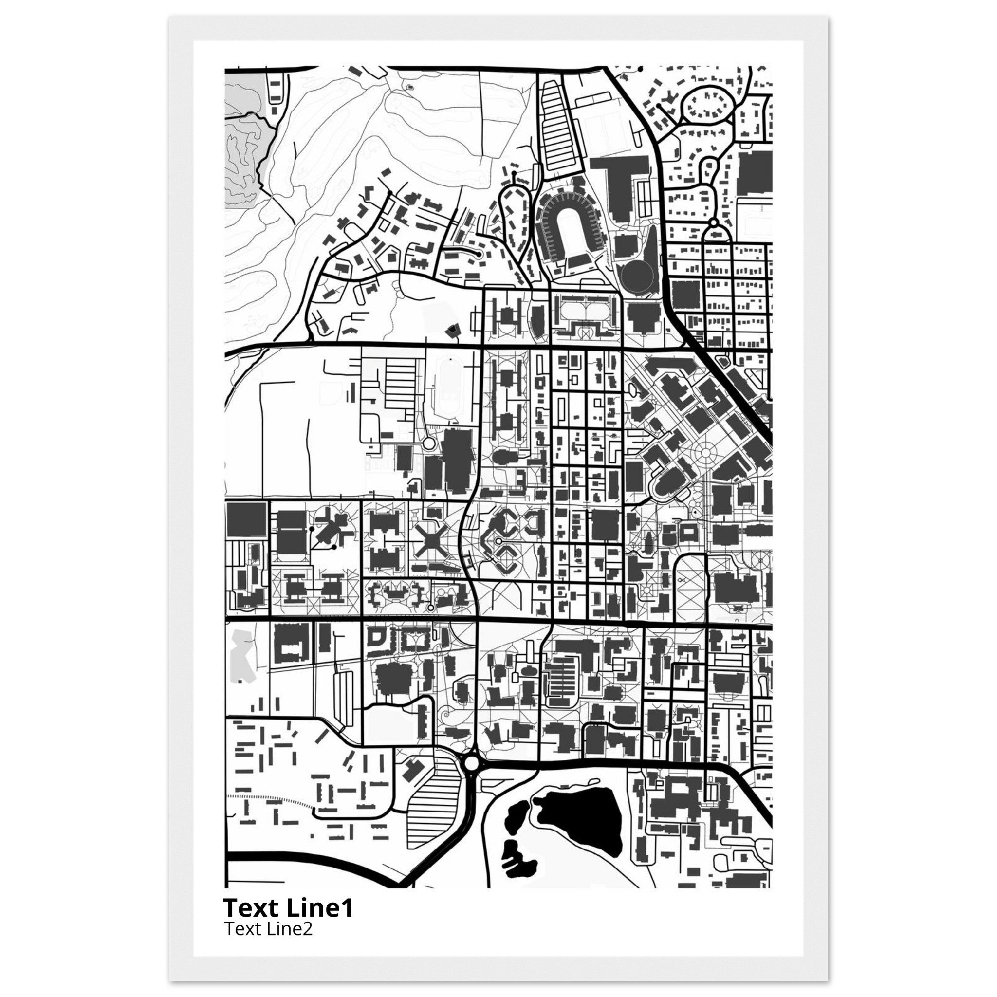 Purdue University Indiana Campus Map Poster | Graduation Gift - Ink And Atlas