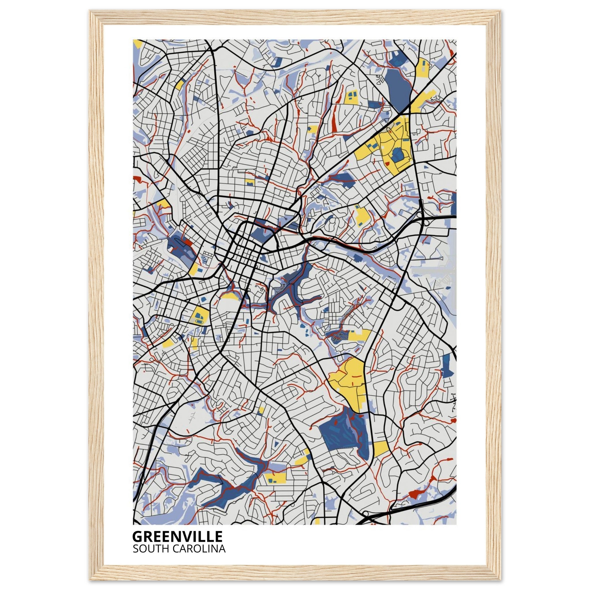 Greenville South Carolina City Map Poster | Custom Map Art Print - Ink And Atlas