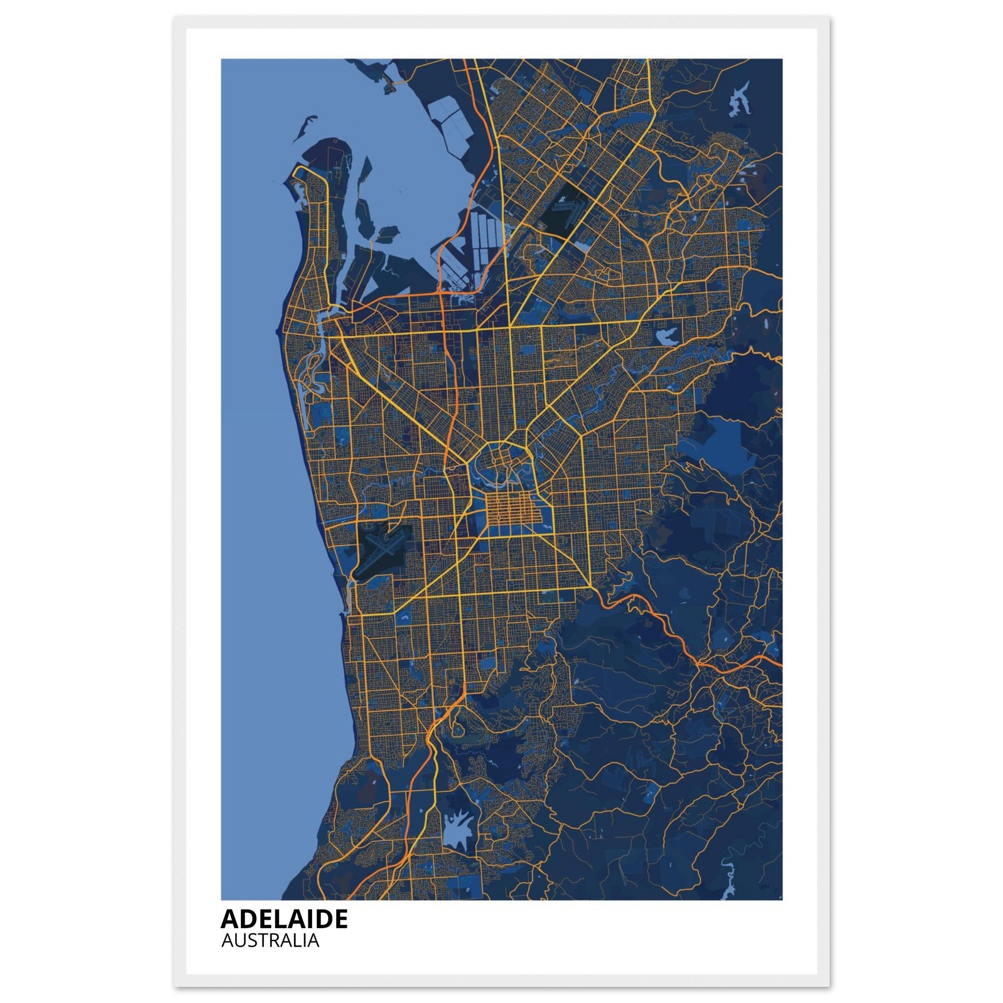 Adelaide Australia City Map Poster | Custom Map Art Print - Ink And Atlas