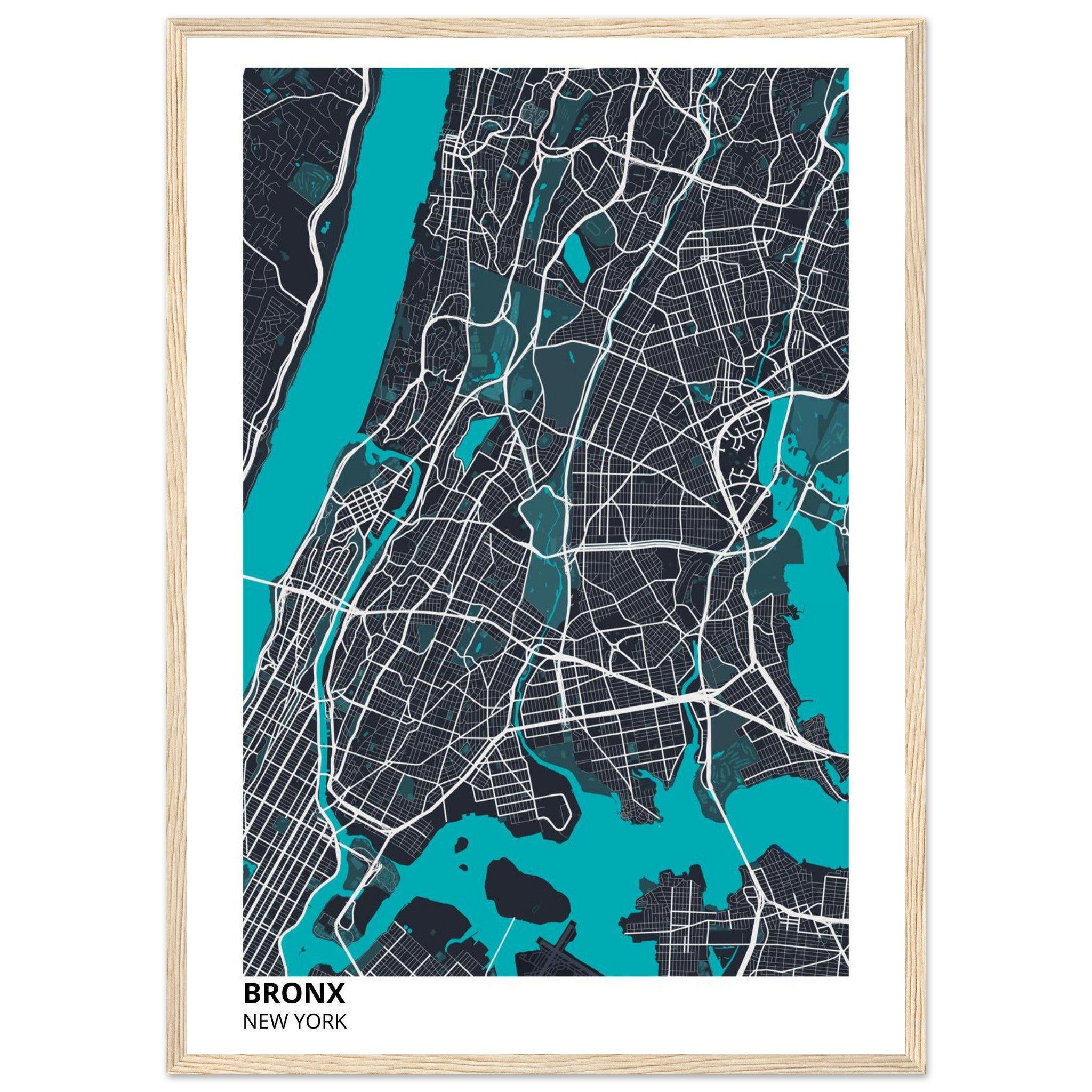 bronx map poster print