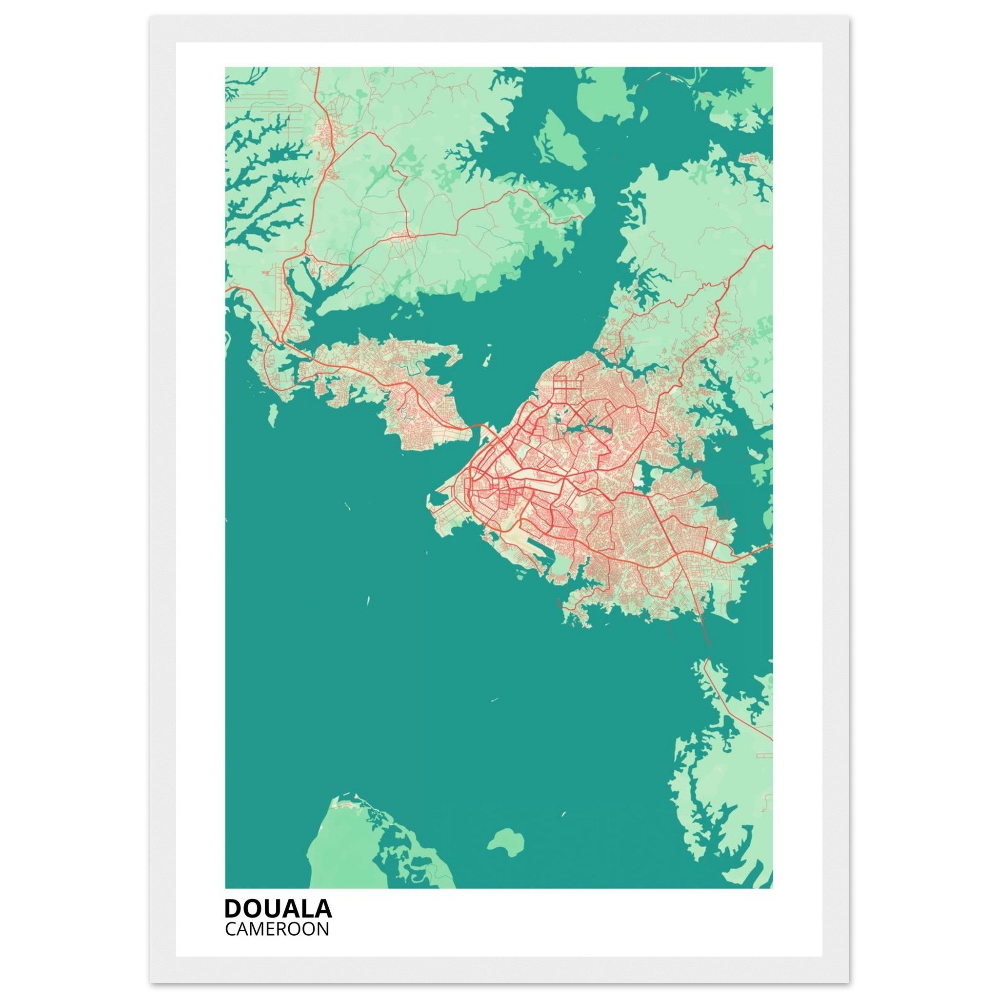 Douala Cameroon City Map Poster | Custom Map Art Print - Ink And Atlas