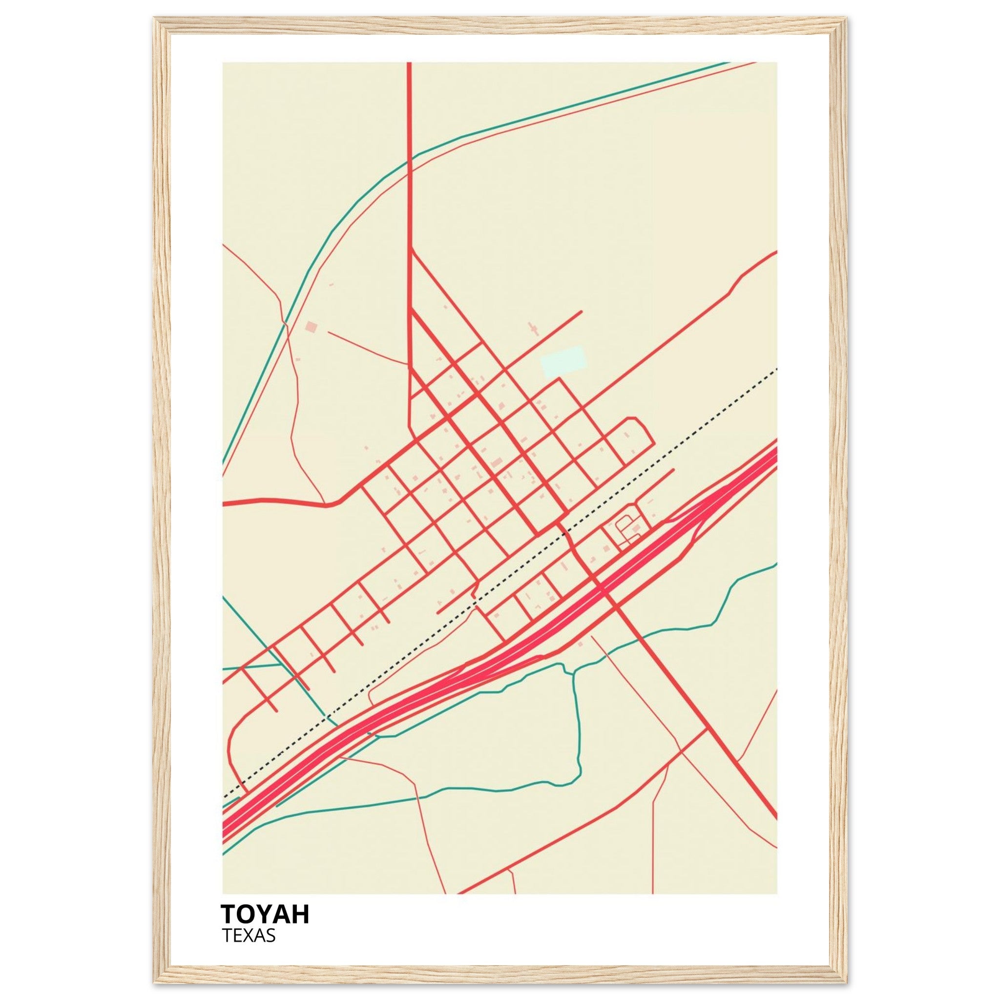 Toyah Texas City Map Poster | Custom Map Art Print - Ink And Atlas