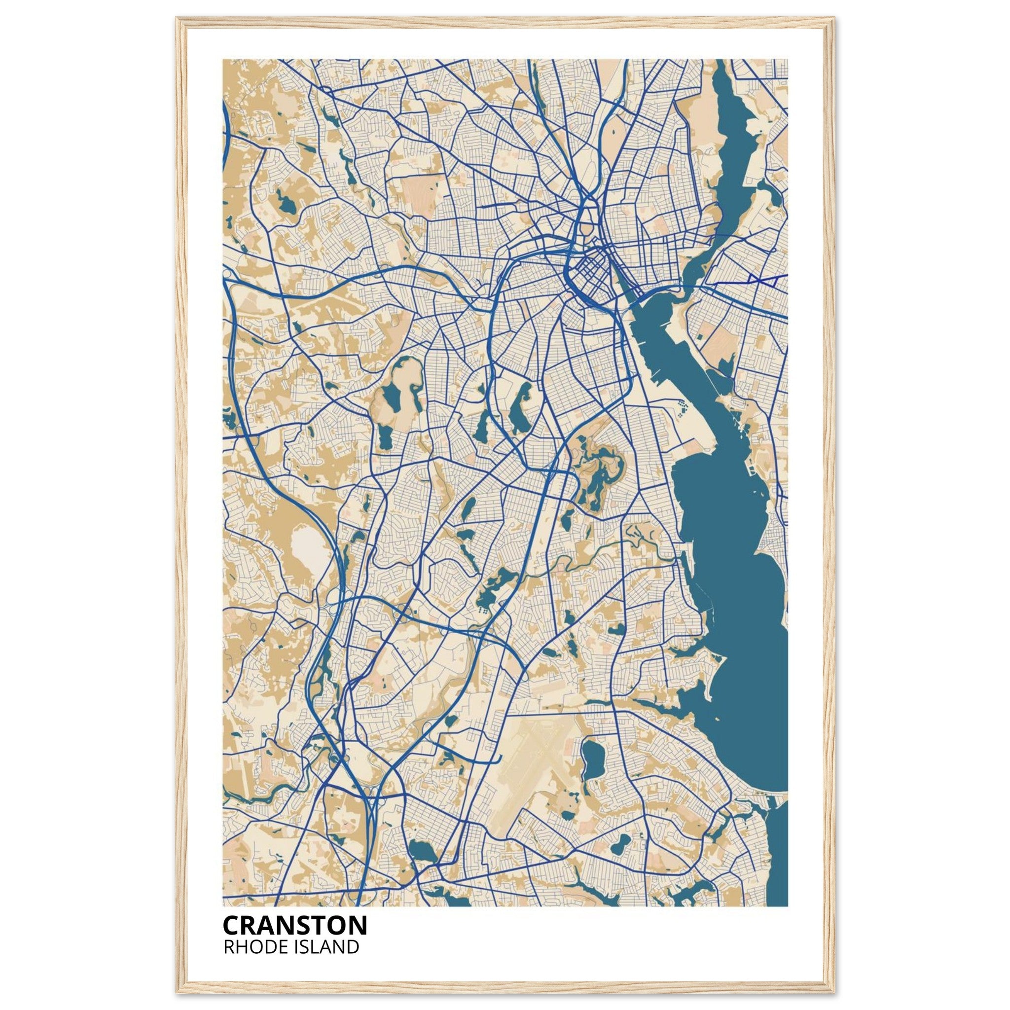 cranston rhode island map poster print