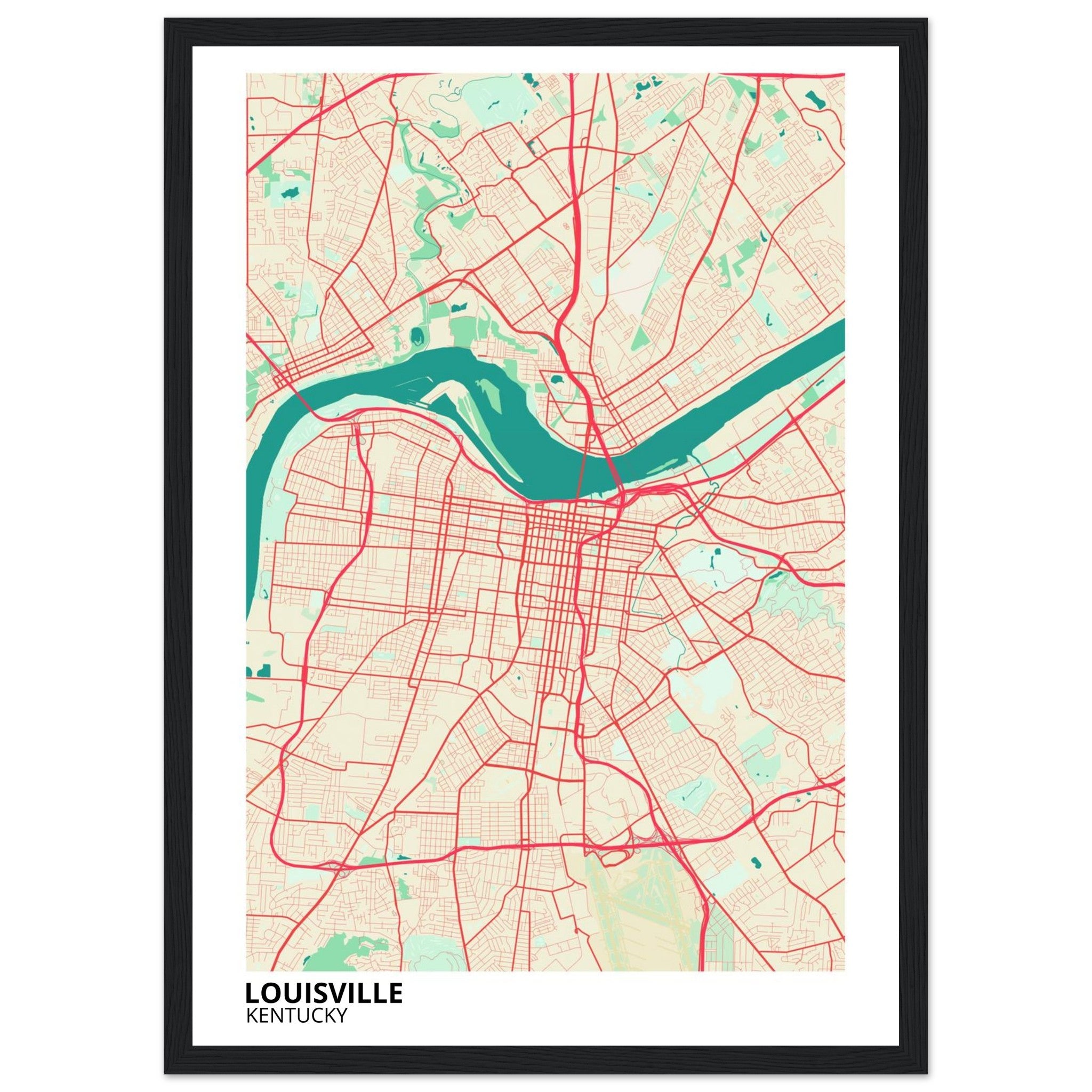 louisville map poster print