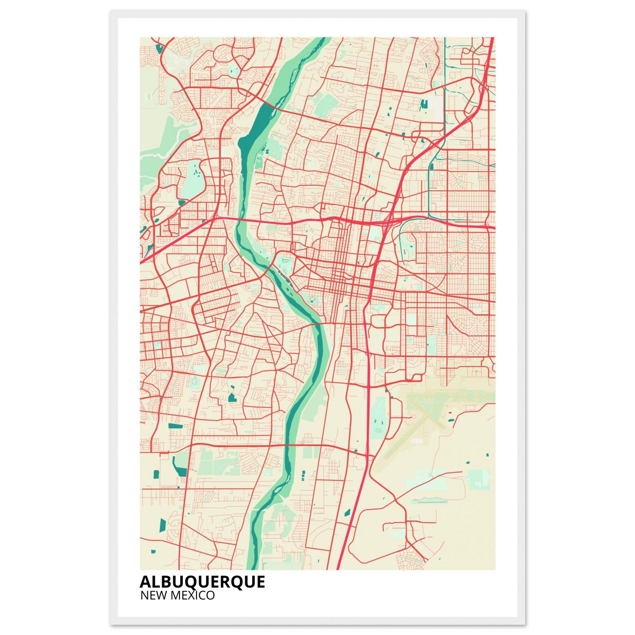 albuquerque map poster print