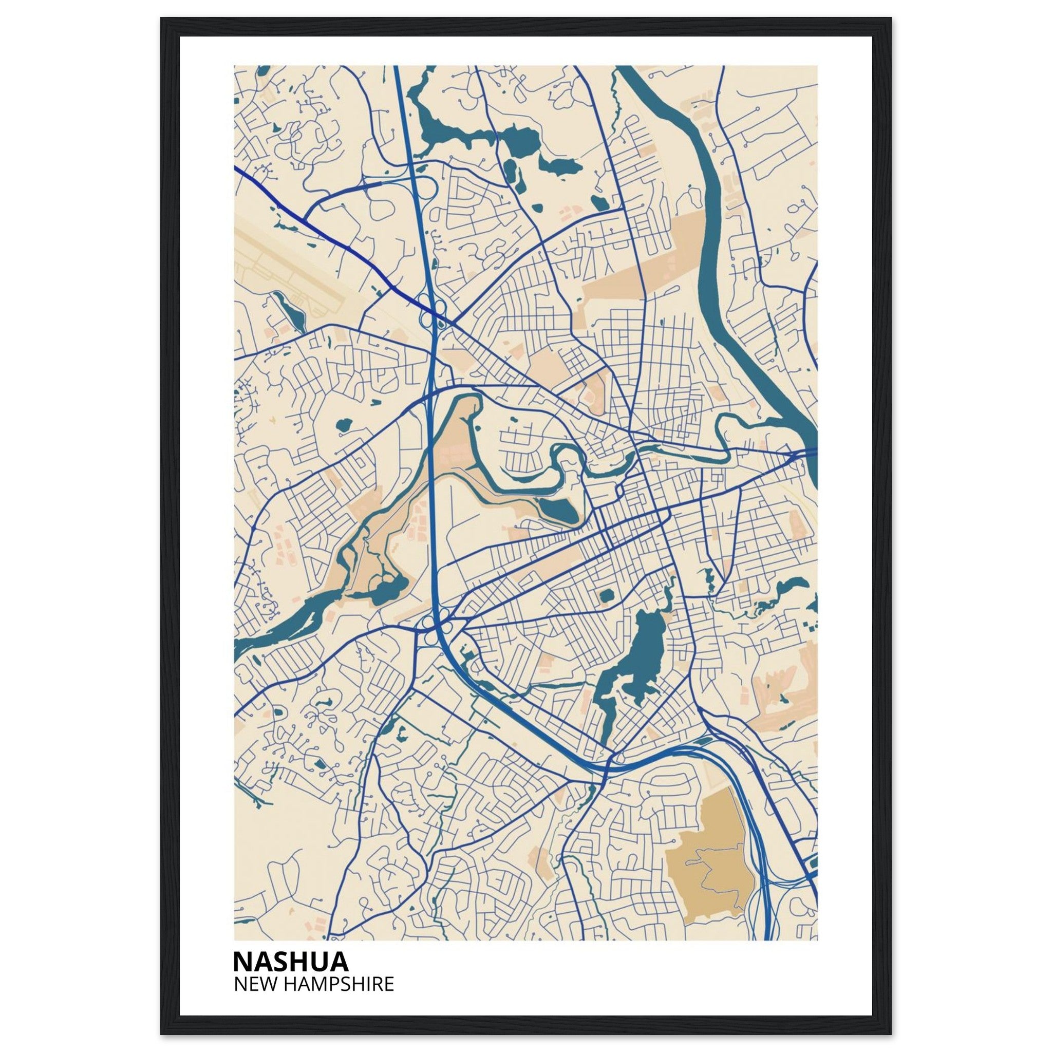 nashua new hampshire map poster print