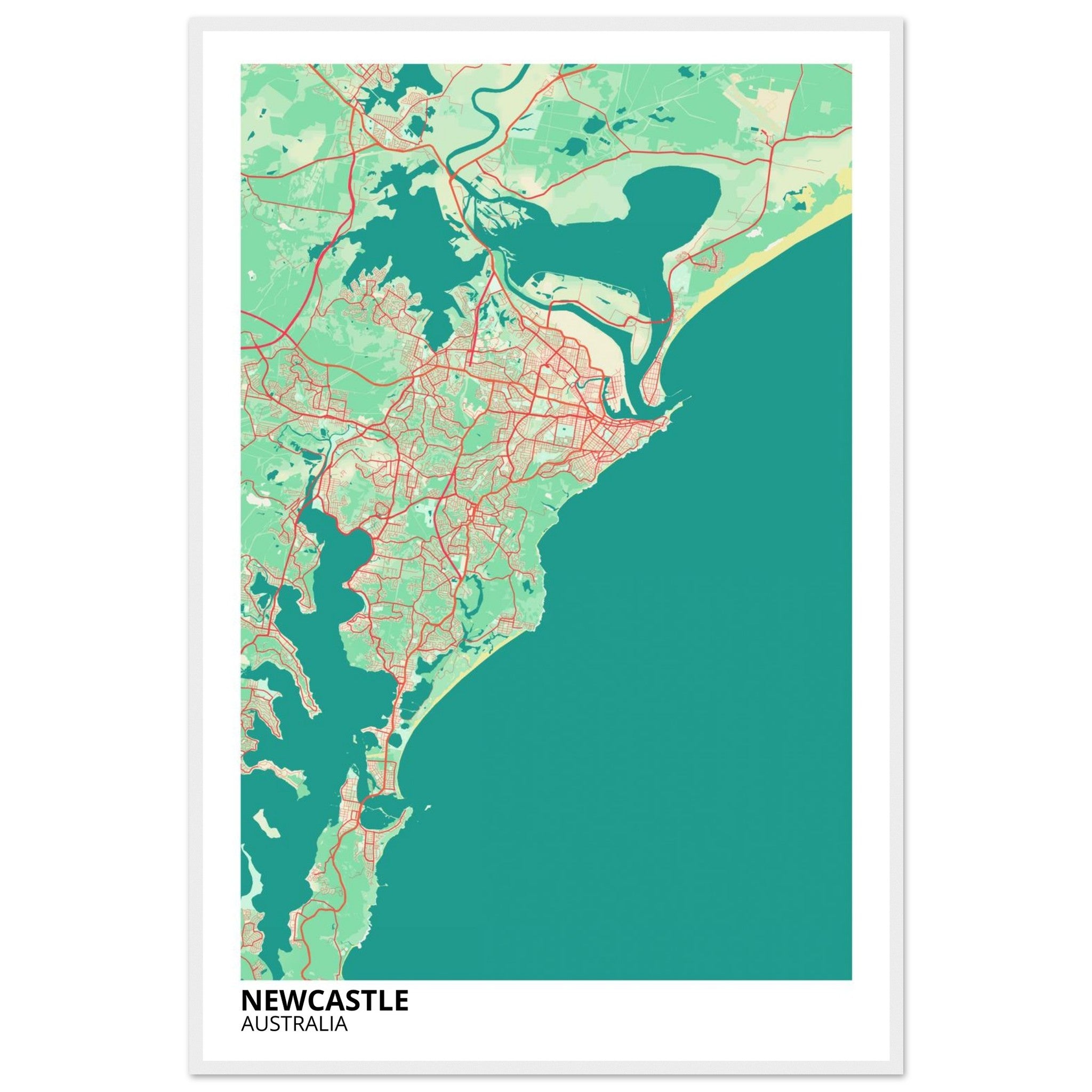 Newcastle Australia City Map Poster | Custom Map Art Print - Ink And Atlas