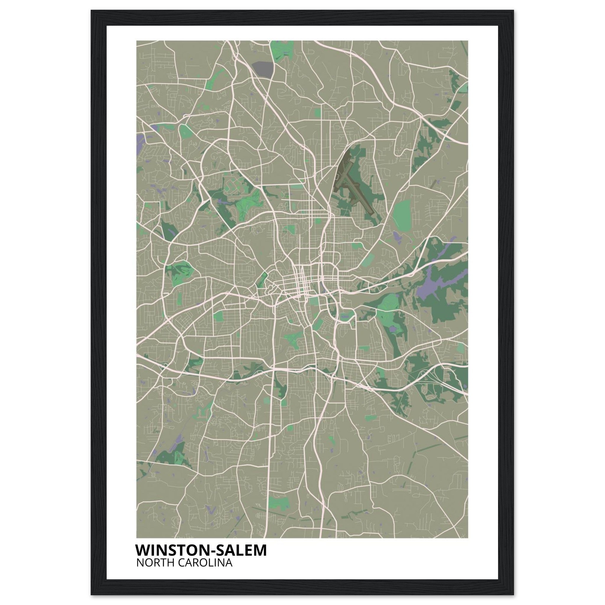 Winston - Salem North Carolina City Map Poster | Custom Map Art Print - Ink And Atlas