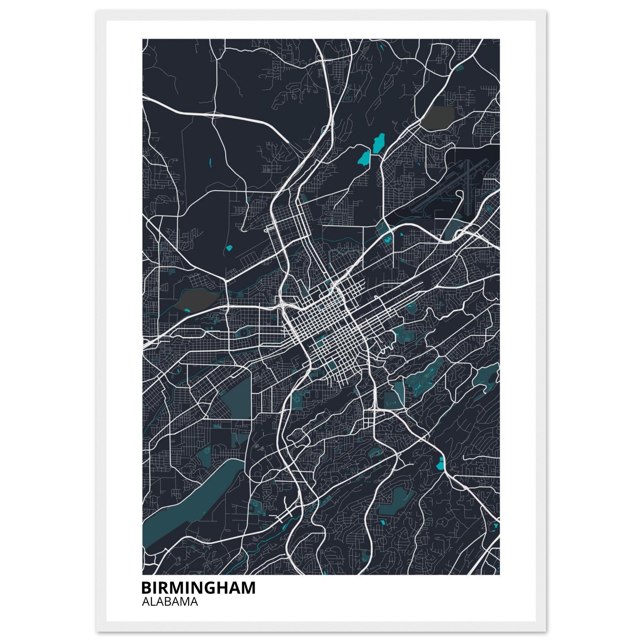 birmingham map poster print