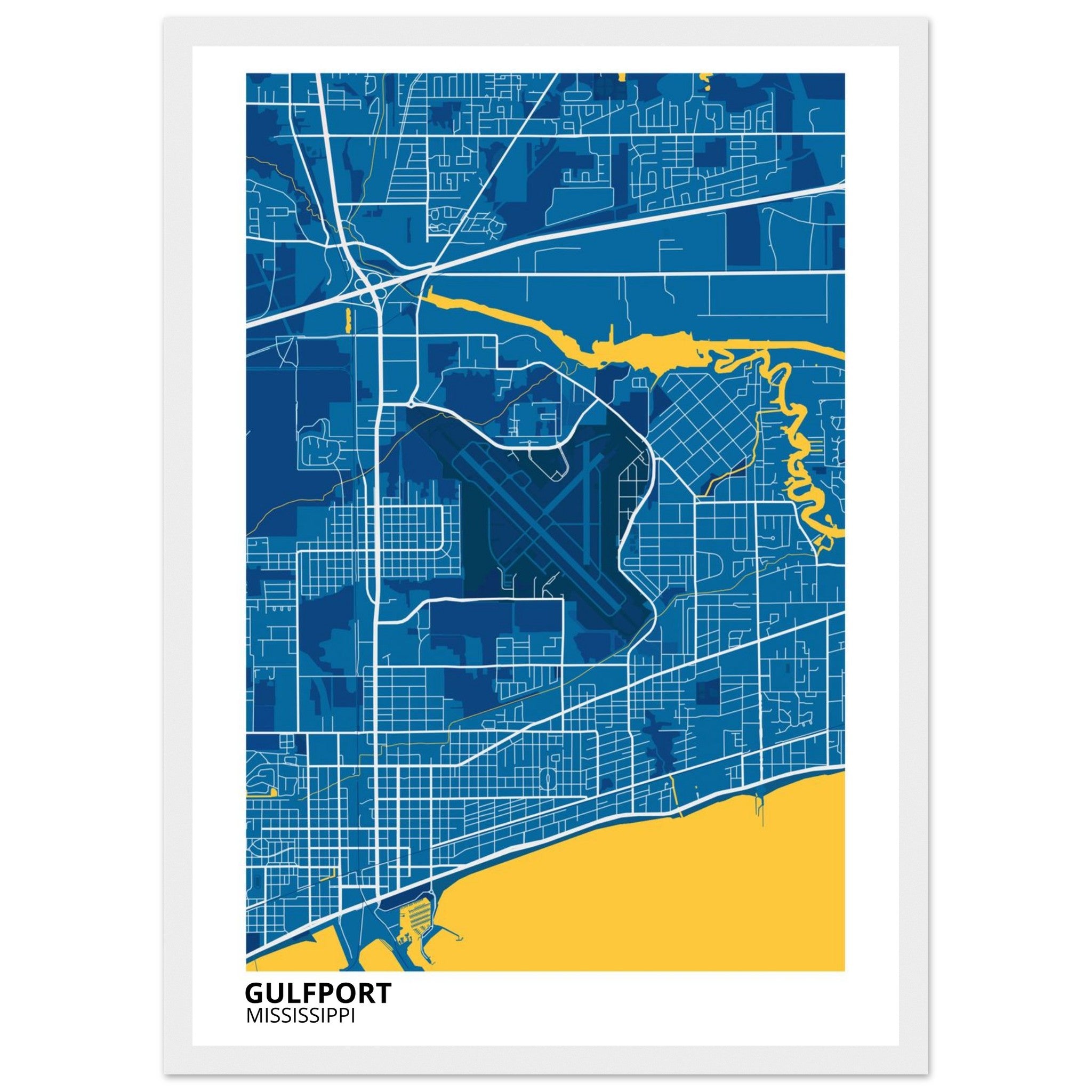 Gulfport Mississippi City Map Poster | Custom Map Art Print - Ink And Atlas