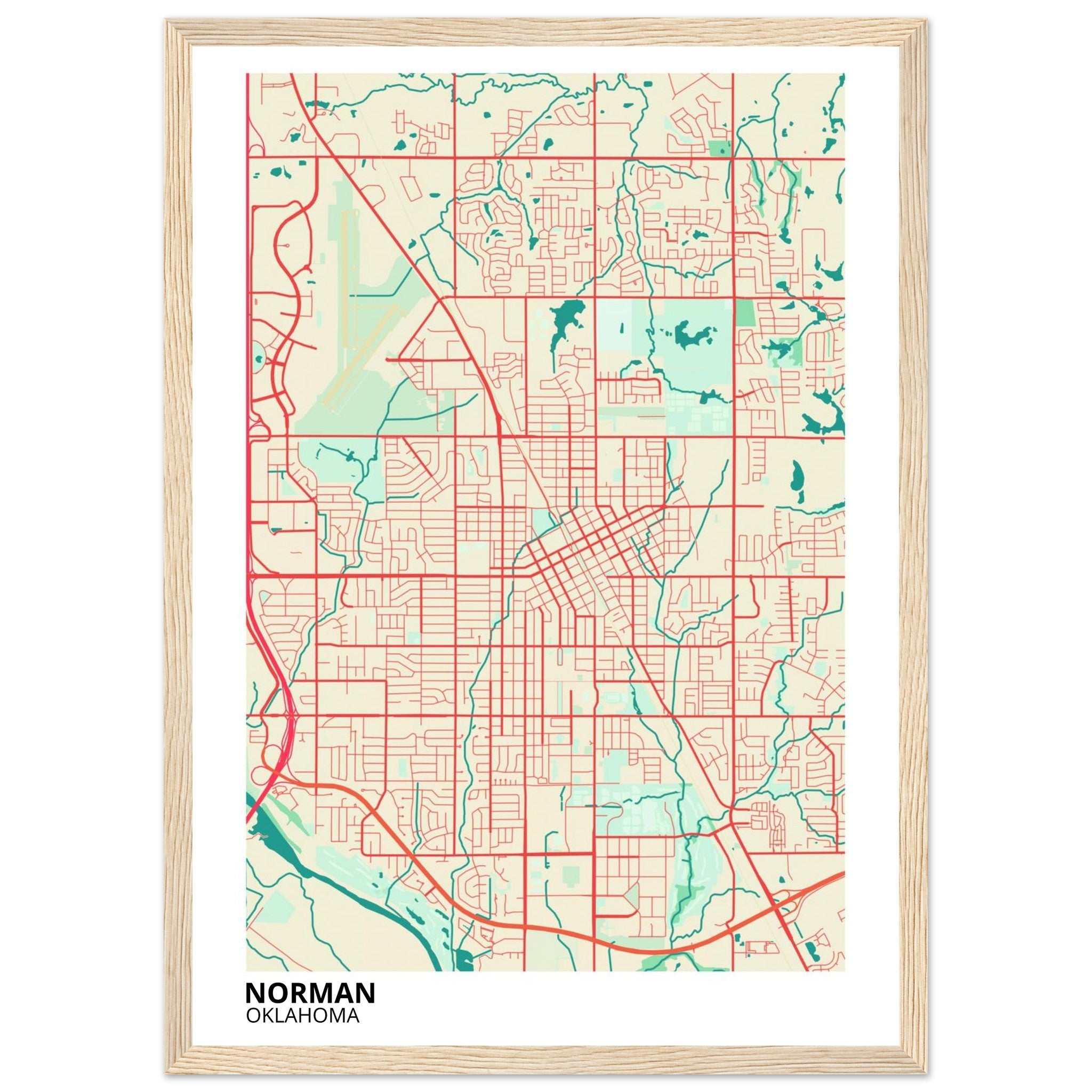 Norman Oklahoma City Map Poster | Custom Map Art Print - Ink And Atlas