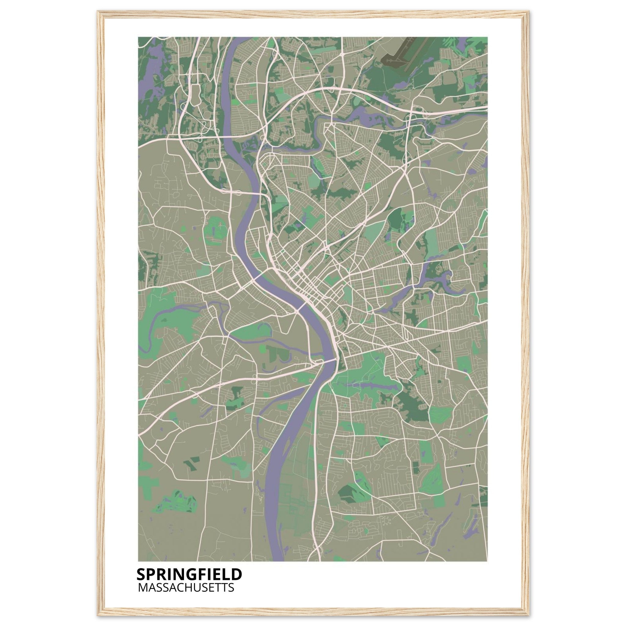 Springfield Massachusetts City Map Poster | Custom Map Art Print - Ink And Atlas