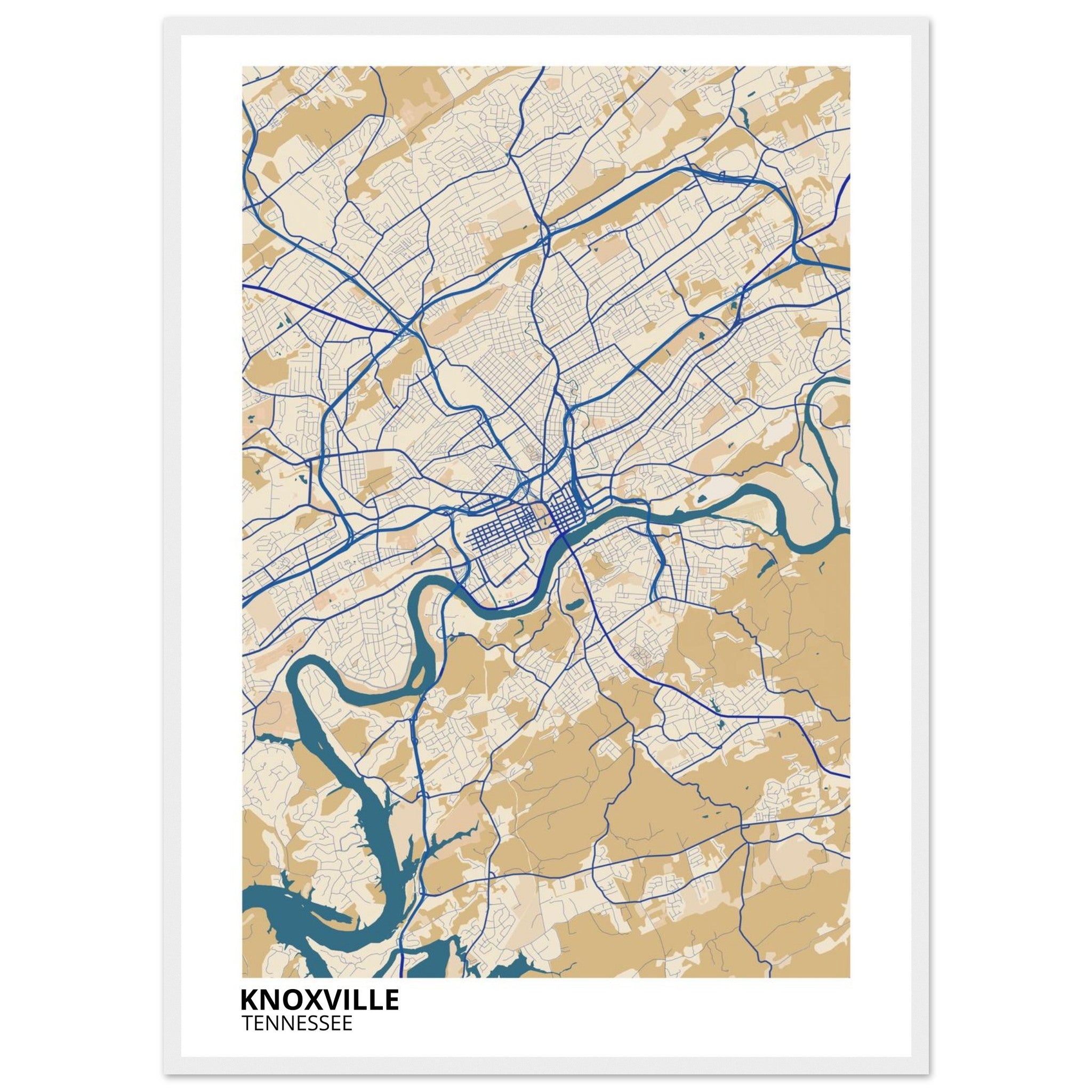 knoxville map poster print