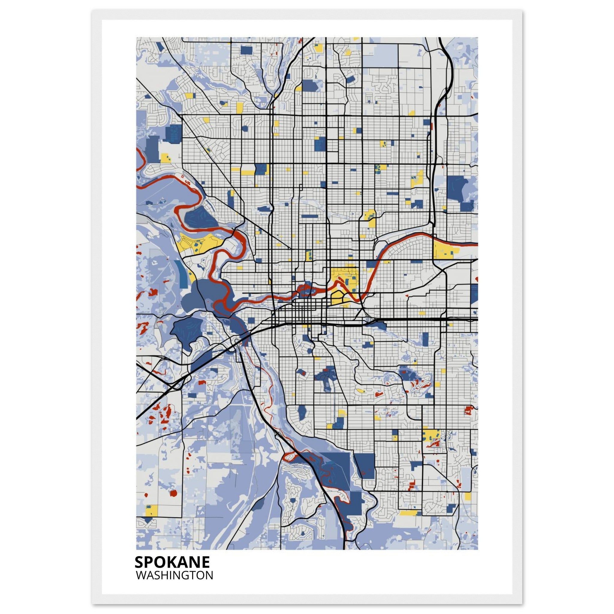 spokane map poster print