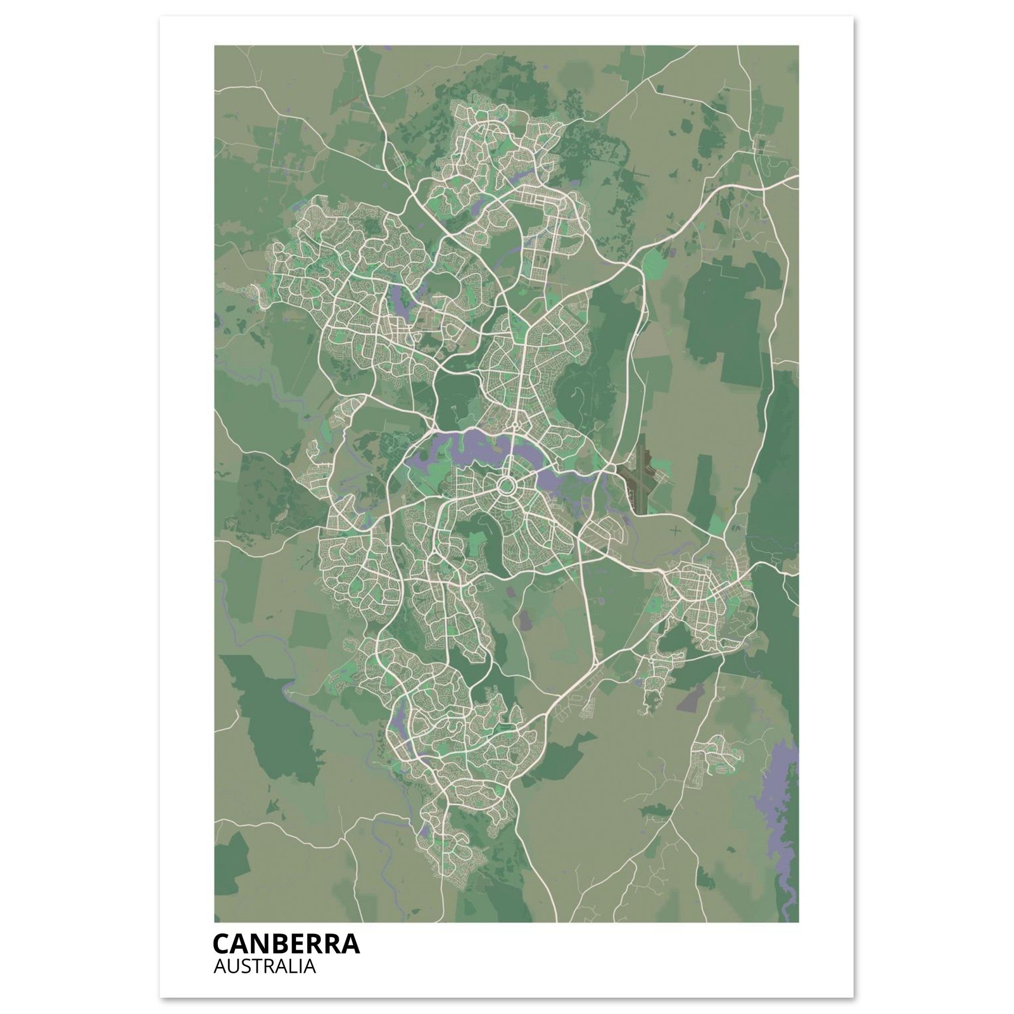Canberra Australia City Map Poster | Custom Map Art Print - Ink And Atlas