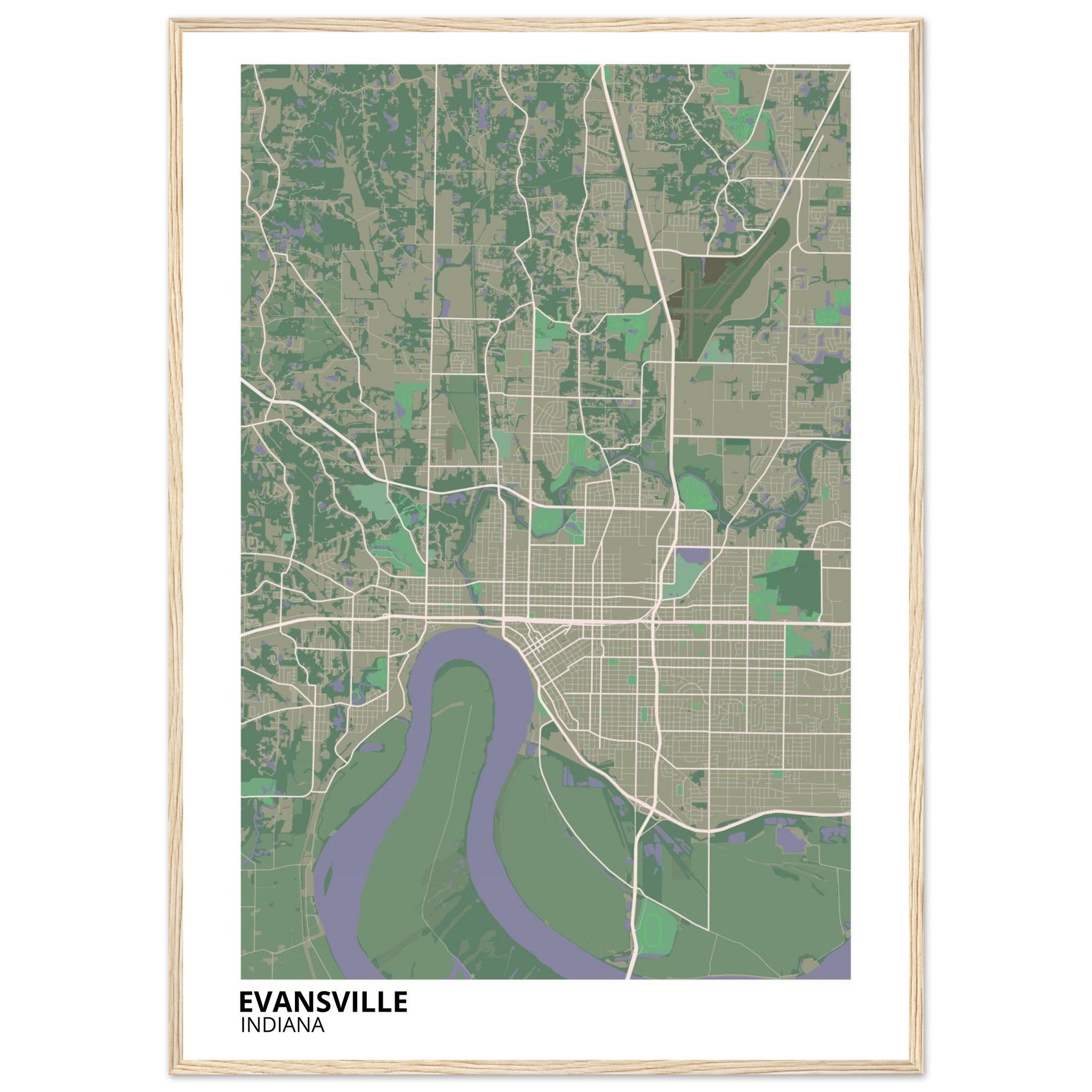 Evansville Indiana City Map Poster | Custom Map Art Print - Ink And Atlas