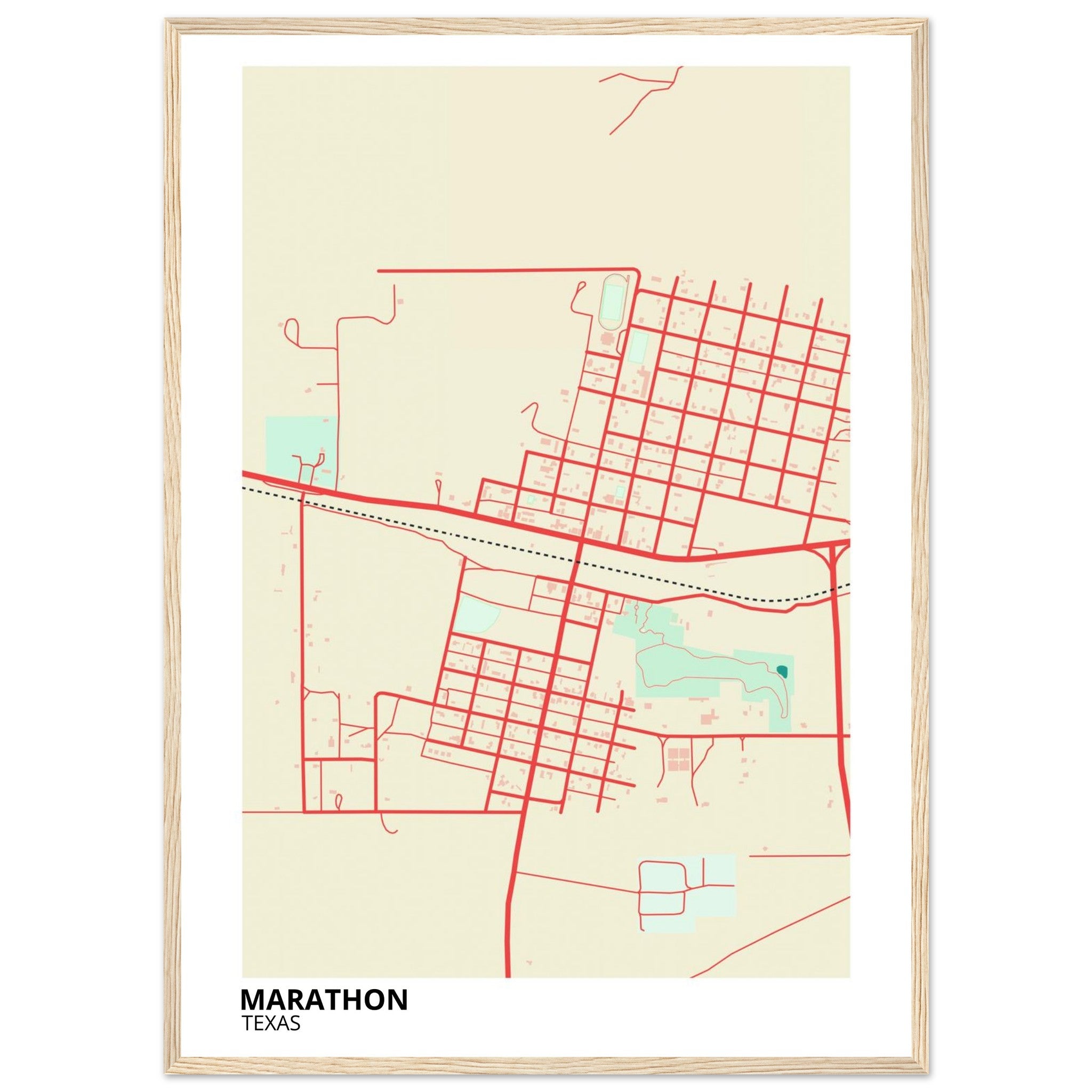 Marathon Texas City Map Poster | Custom Map Art Print - Ink And Atlas