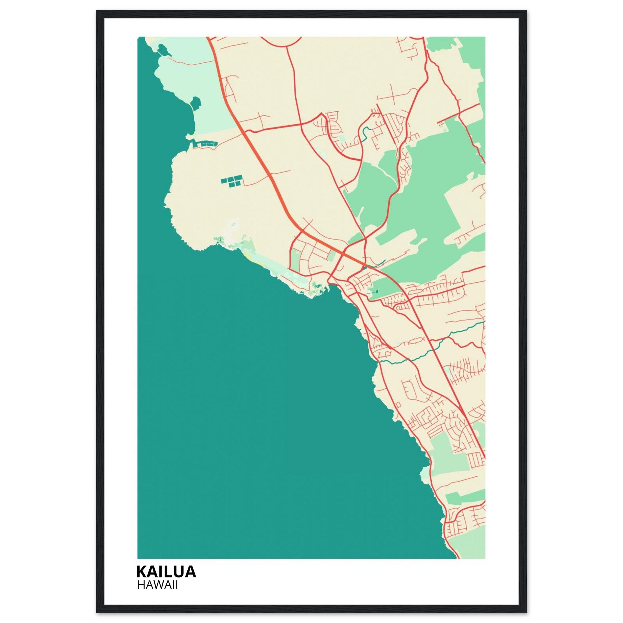 Kailua Hawaii City Map Poster | Custom Map Art Print - Ink And Atlas
