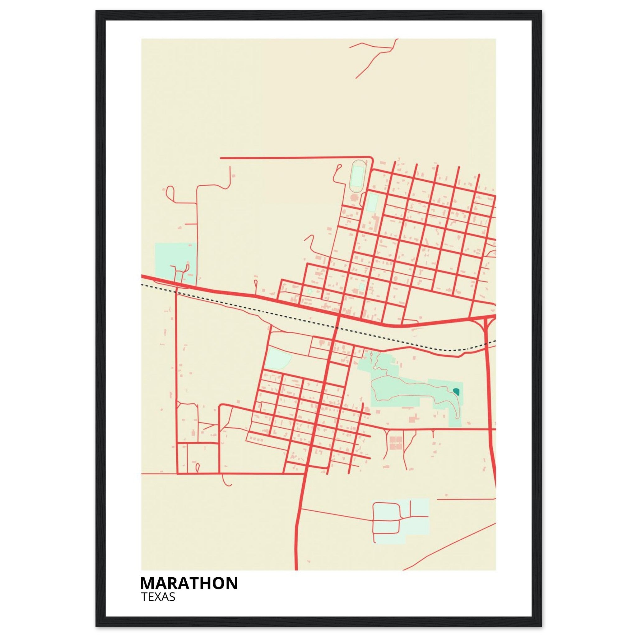 Marathon Texas City Map Poster | Custom Map Art Print - Ink And Atlas